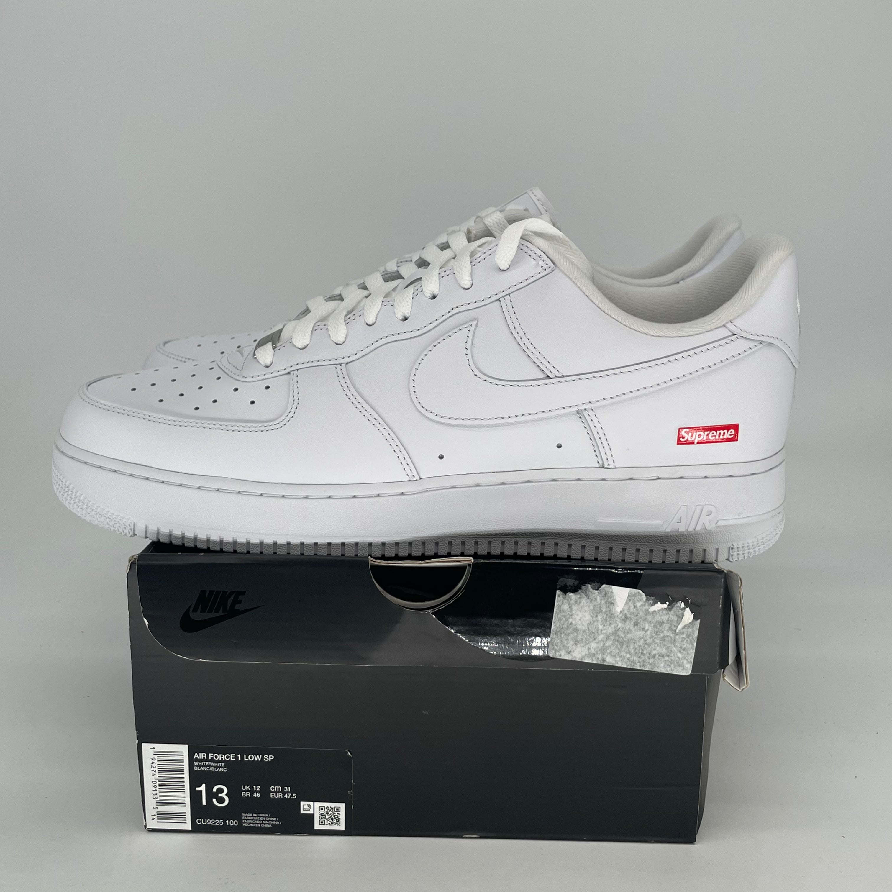 SUPREME X NIKE AIR FORCE 1 LOW WHITE CU9225-100 SIZE 13/14.5W