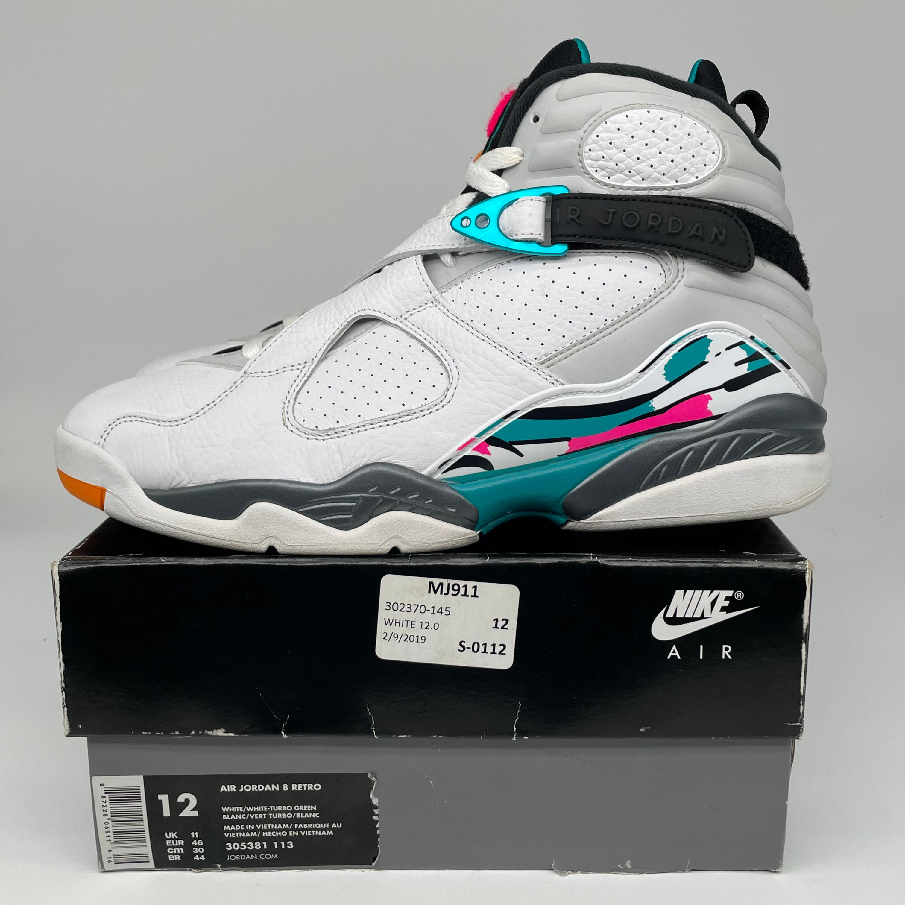 AIR JORDAN 8 SOUTH BEACH SIZE 12 305381-113