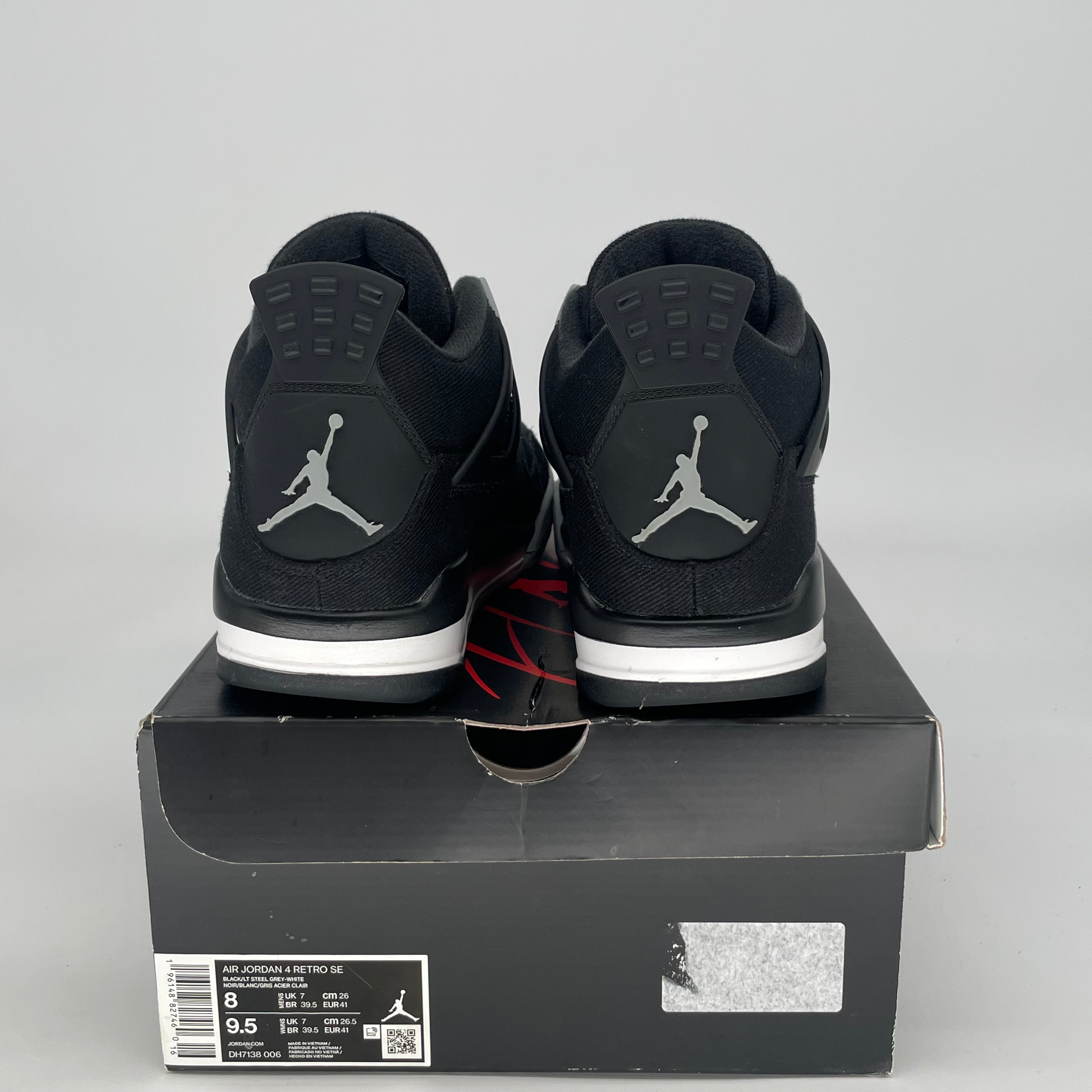 AIR JORDAN 4 BLACK CANVAS DH7138-006 SIZE 8/9.5W
