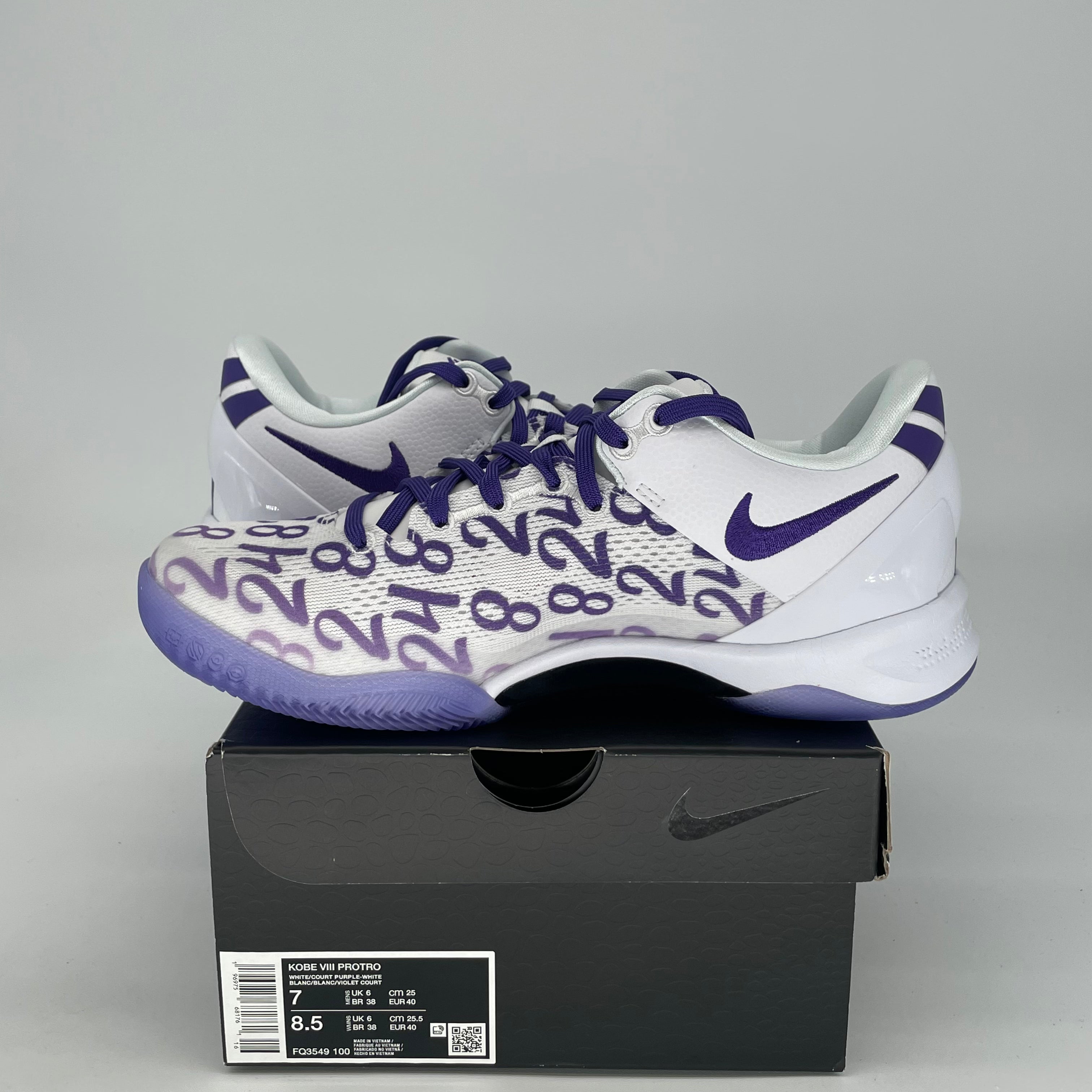 NIKE KOBE 8 PROTRO COURT PURPLE FQ3549-100 SIZE 7/8.5W