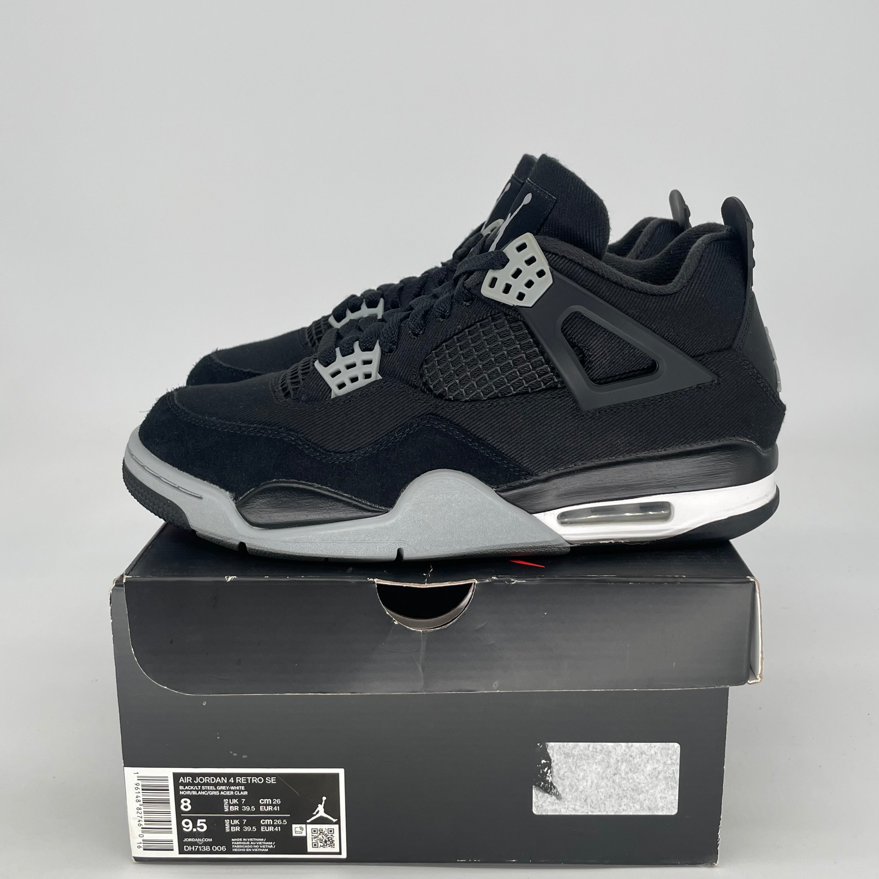 AIR JORDAN 4 BLACK CANVAS DH7138-006 SIZE 8/9.5W