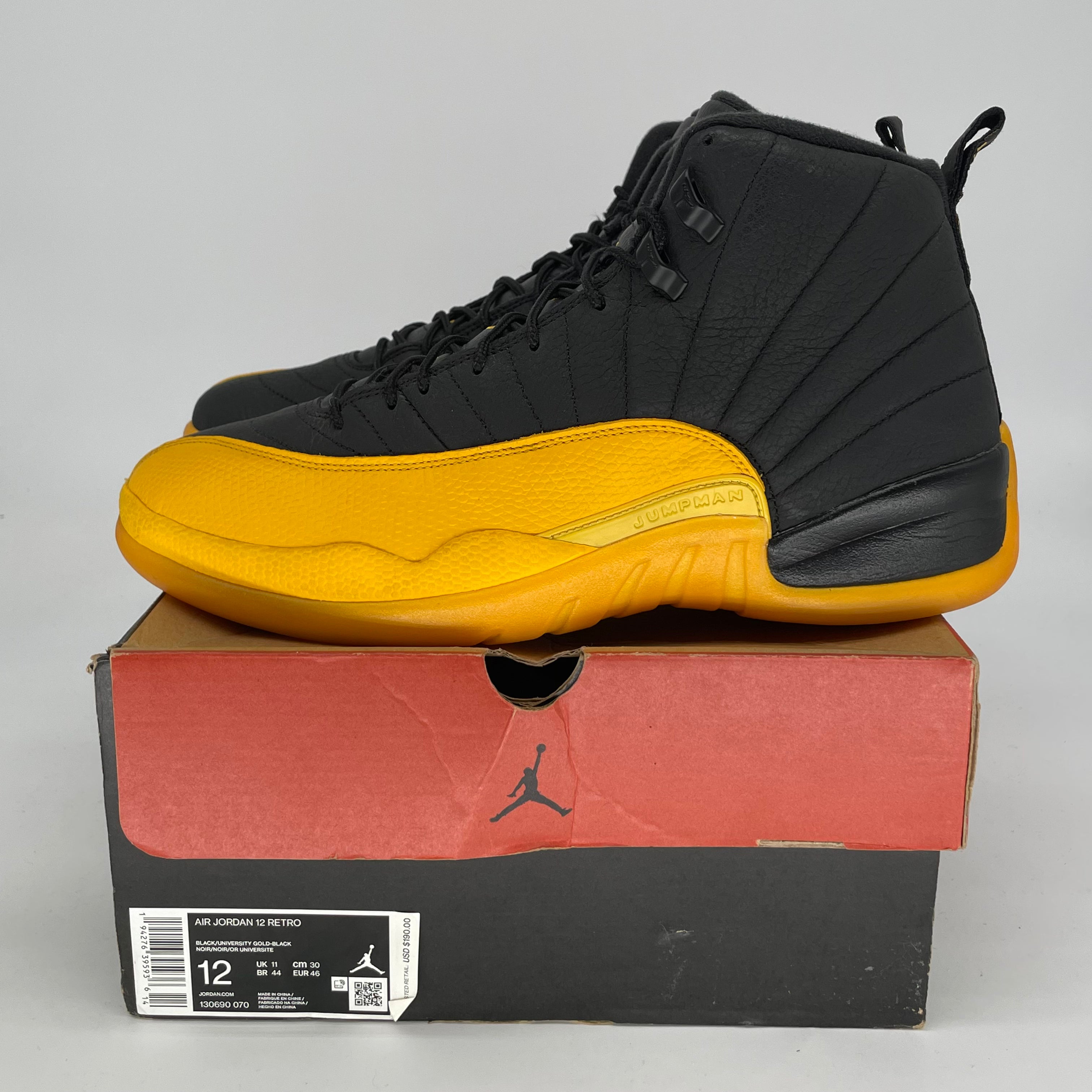 AIR JORDAN 12 UNIVERSITY BLACK SIZE 12 130690-070