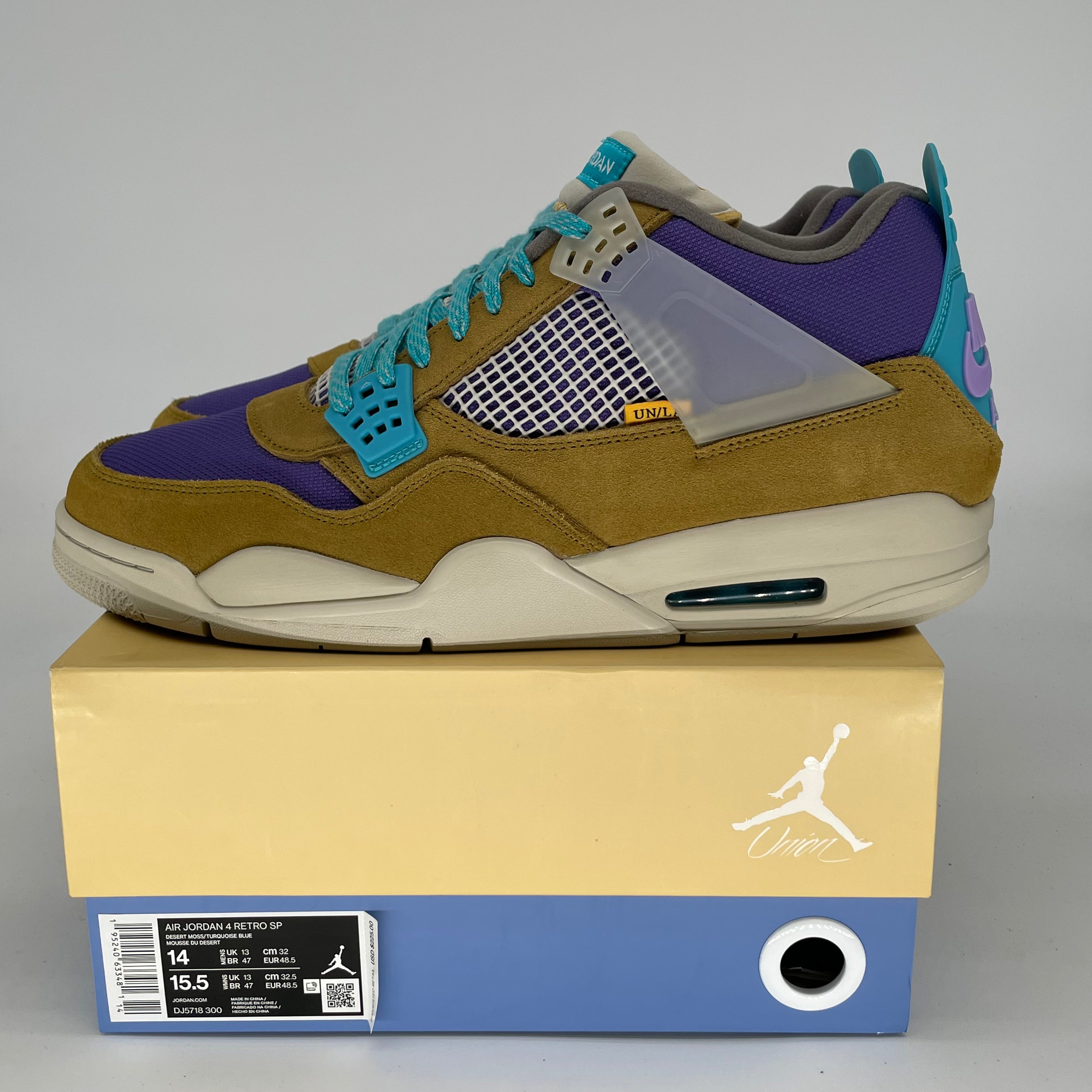 UNION X AIR JORDAN 4 DESERT MOSS SIZE 14/15.5W DJ5718-300