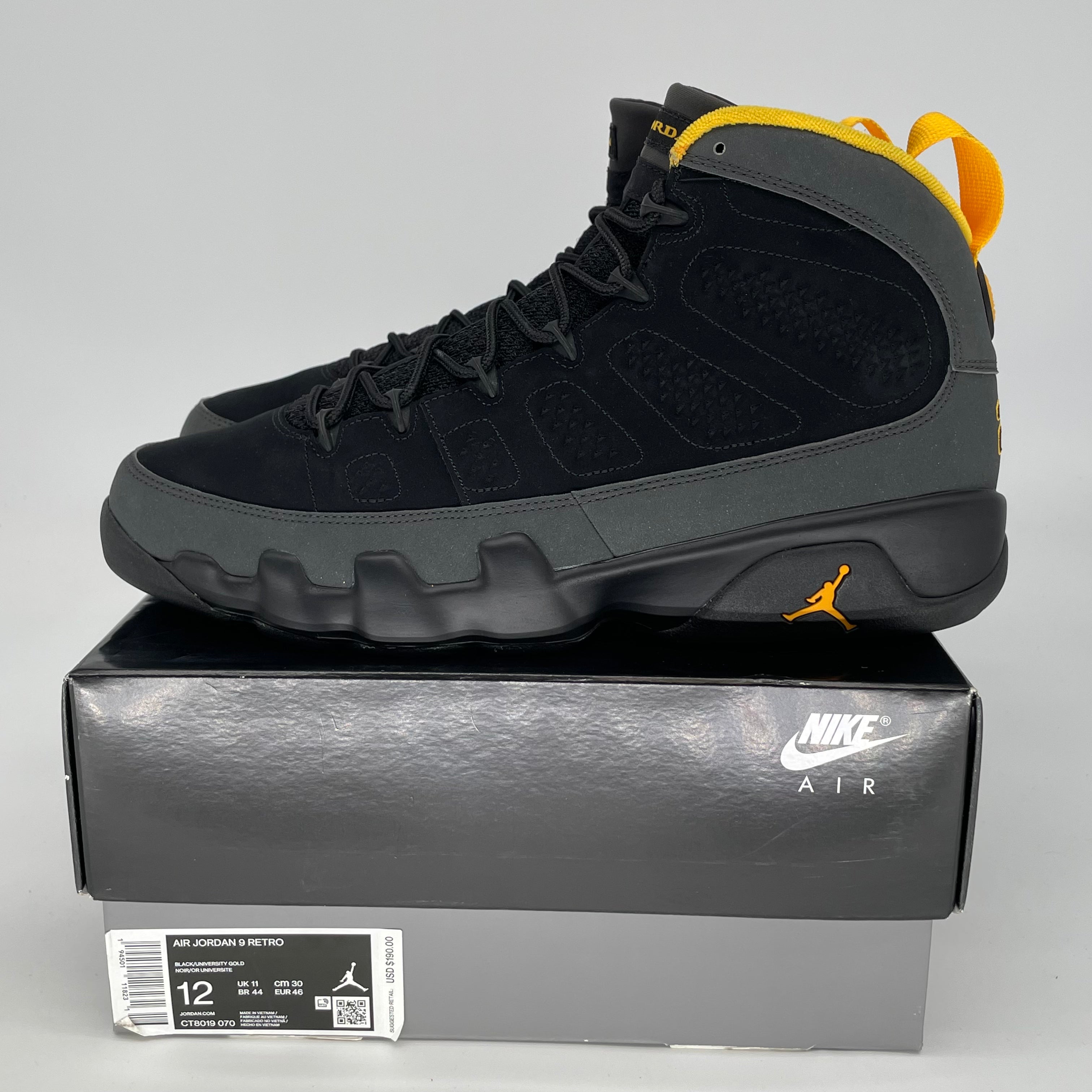 AIR JORDAN 9 UNIVERSITY GOLD SIZE 12 CT8019-070