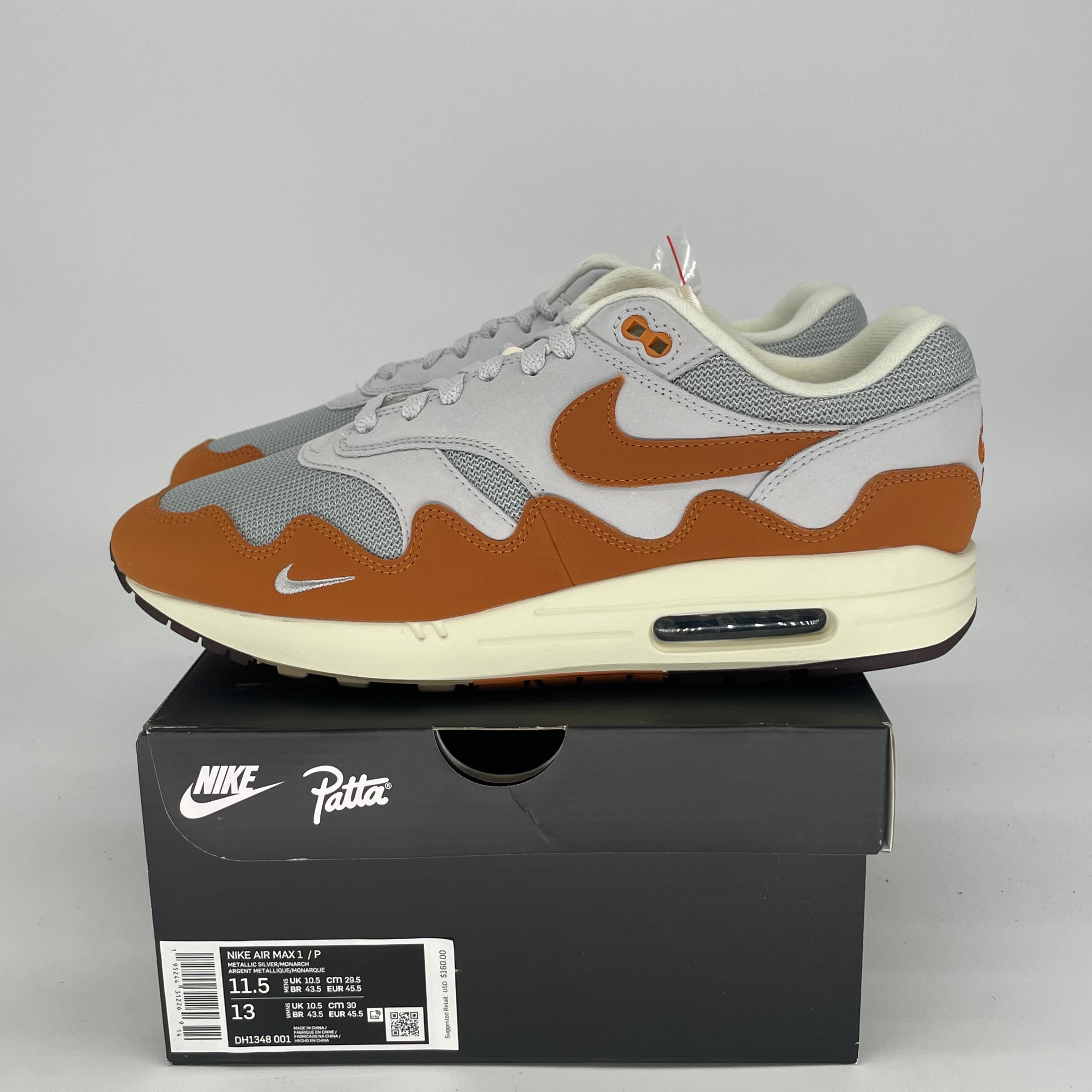 NIKE AIR MAX 1 PATTA WAVES MONARCH DH1348-001 SIZE 11.5/13W