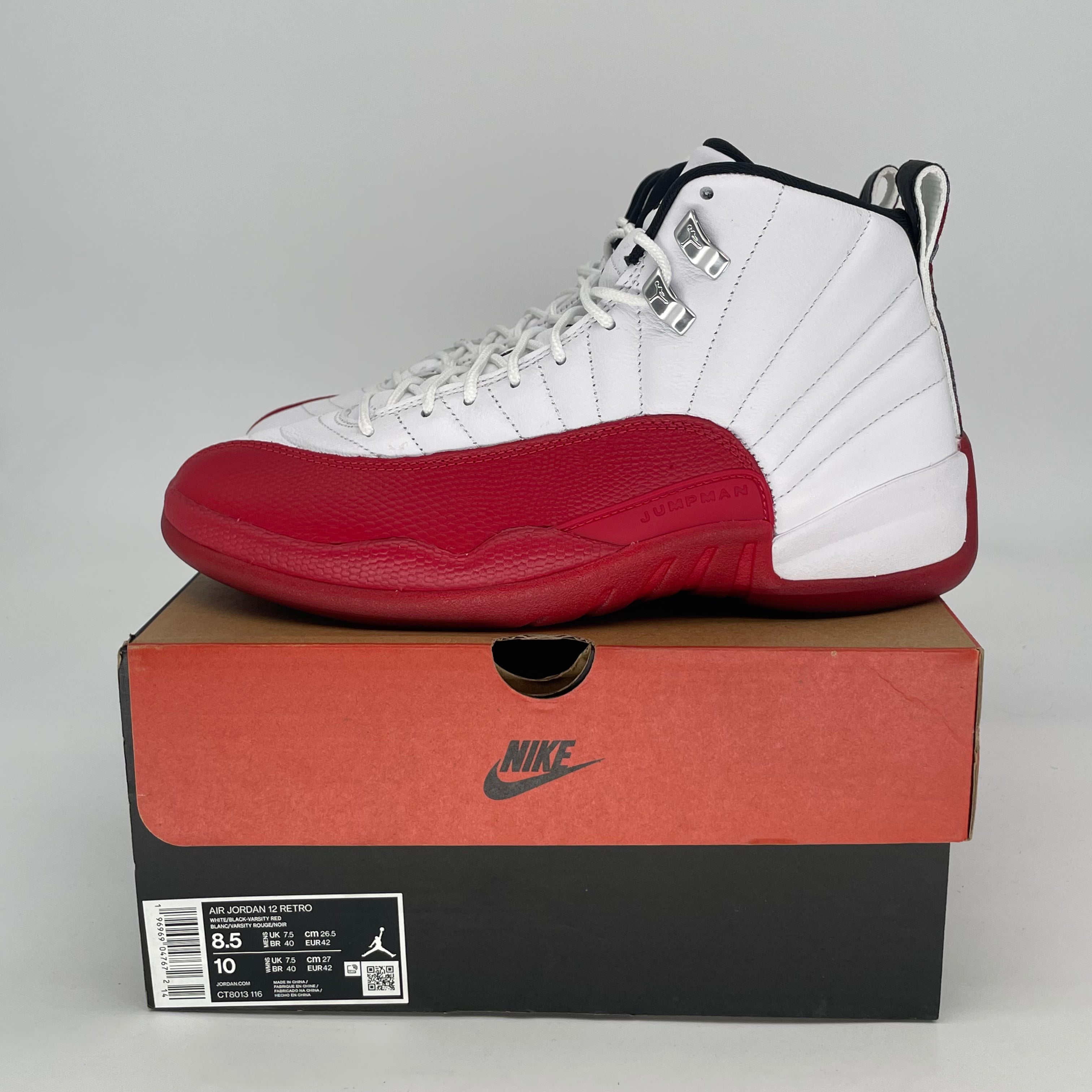 AIR JORDAN 12 CHERRY CT8013-116 SIZE 8.5/10W