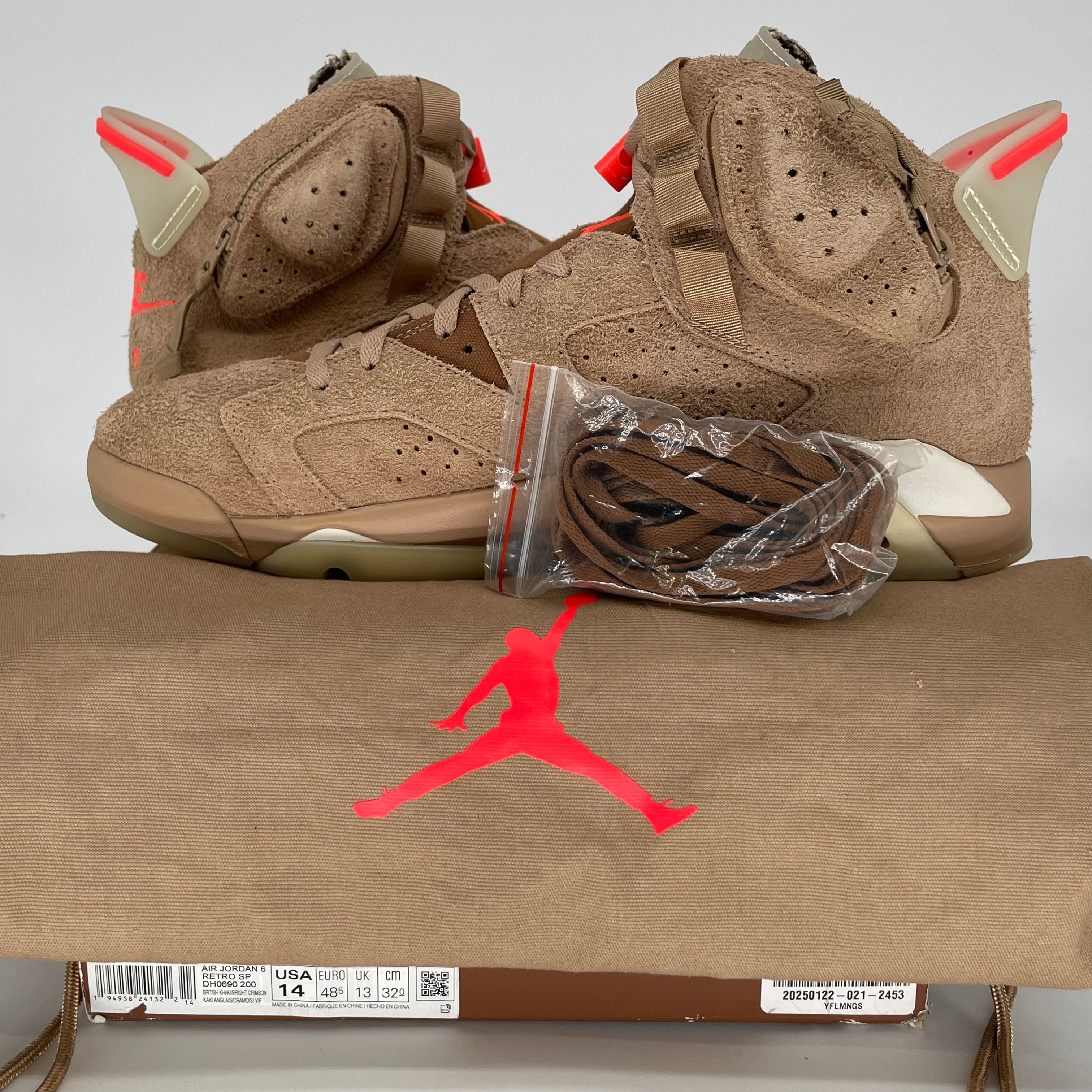 AIR JORDAN 6 TRAVIS SCOTT BRITISH KHAKI SIZE 14 DH0690-200