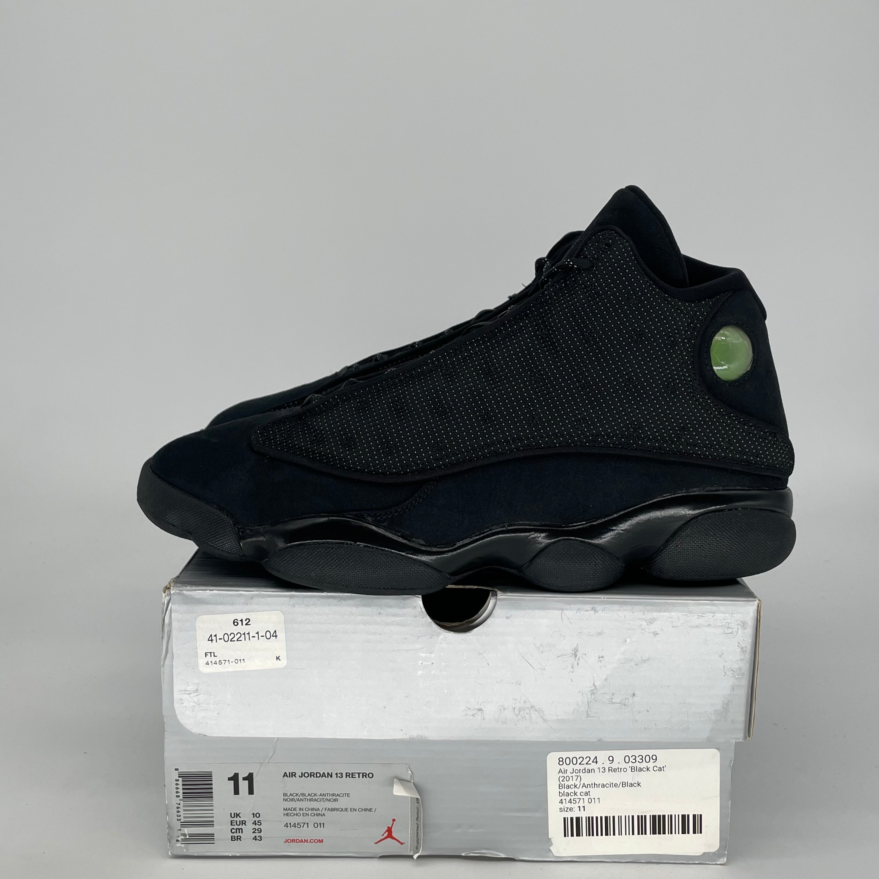 AIR JORDAN 13 BLACK CAT 414571-011 SIZE 11/12.5W