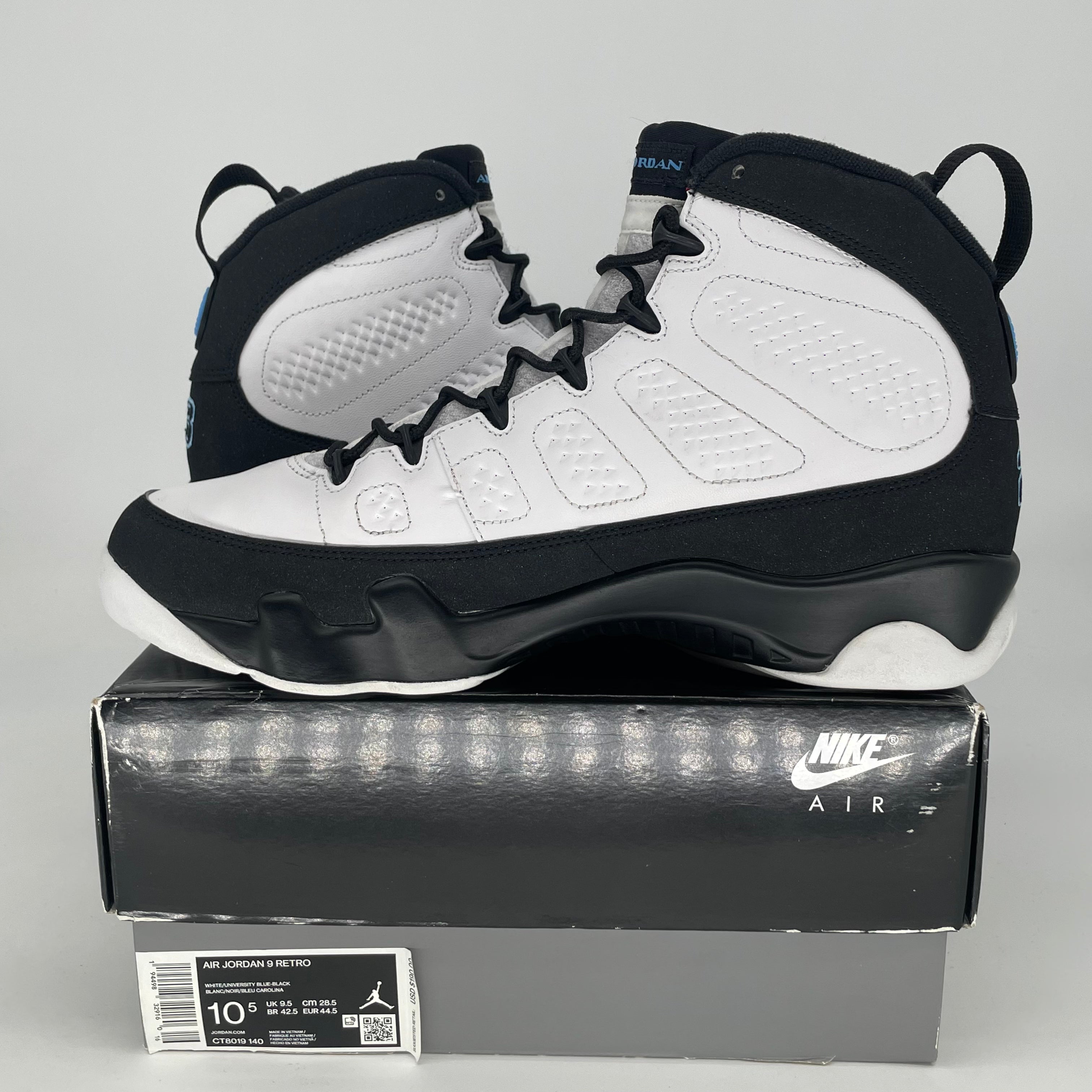 AIR JORDAN 9 UNIVERSITY BLUE CT8019-140 SIZE 10.5/12W