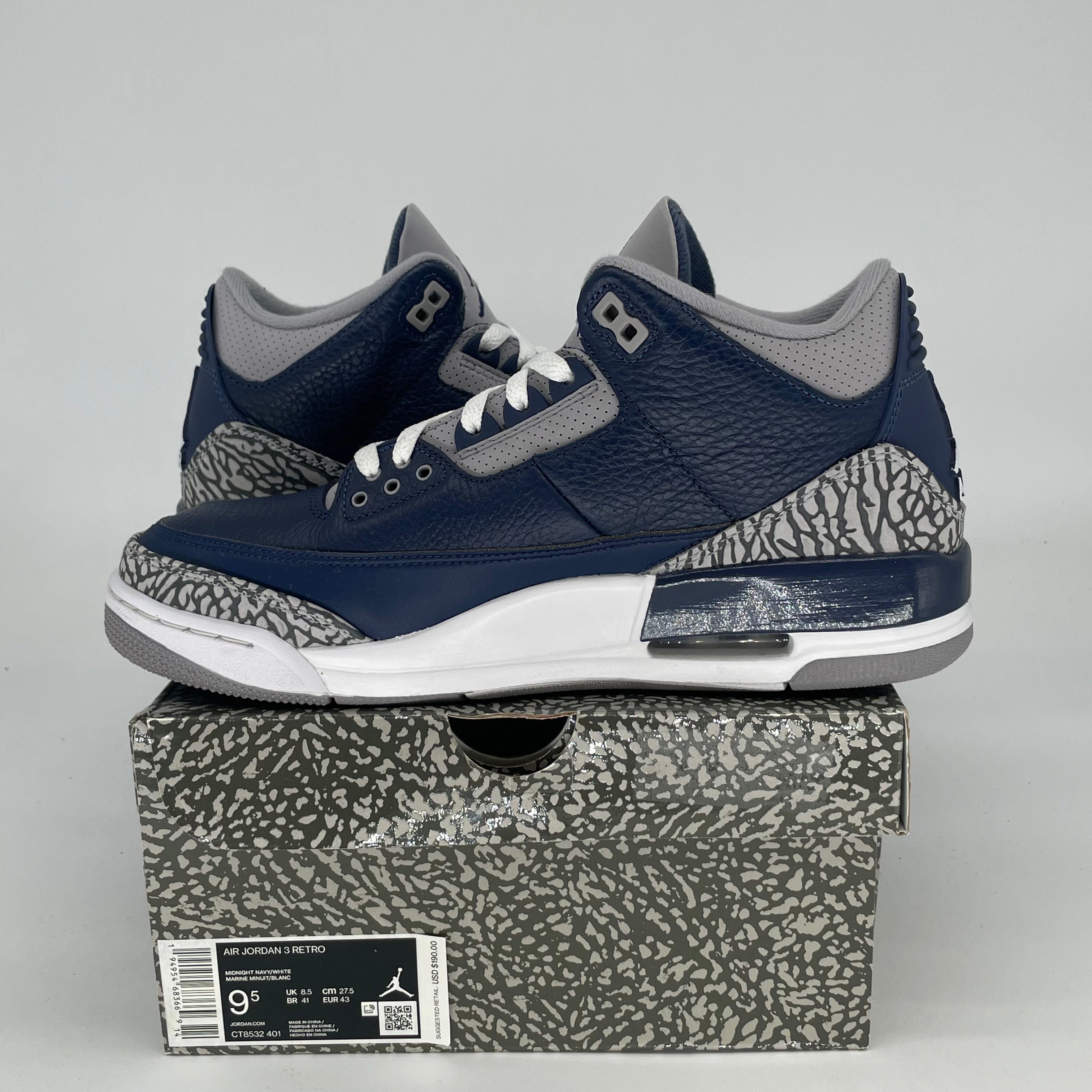 AIR JORDAN 3 GEORGETOWN CT8532-401 SIZE 9.5/11W