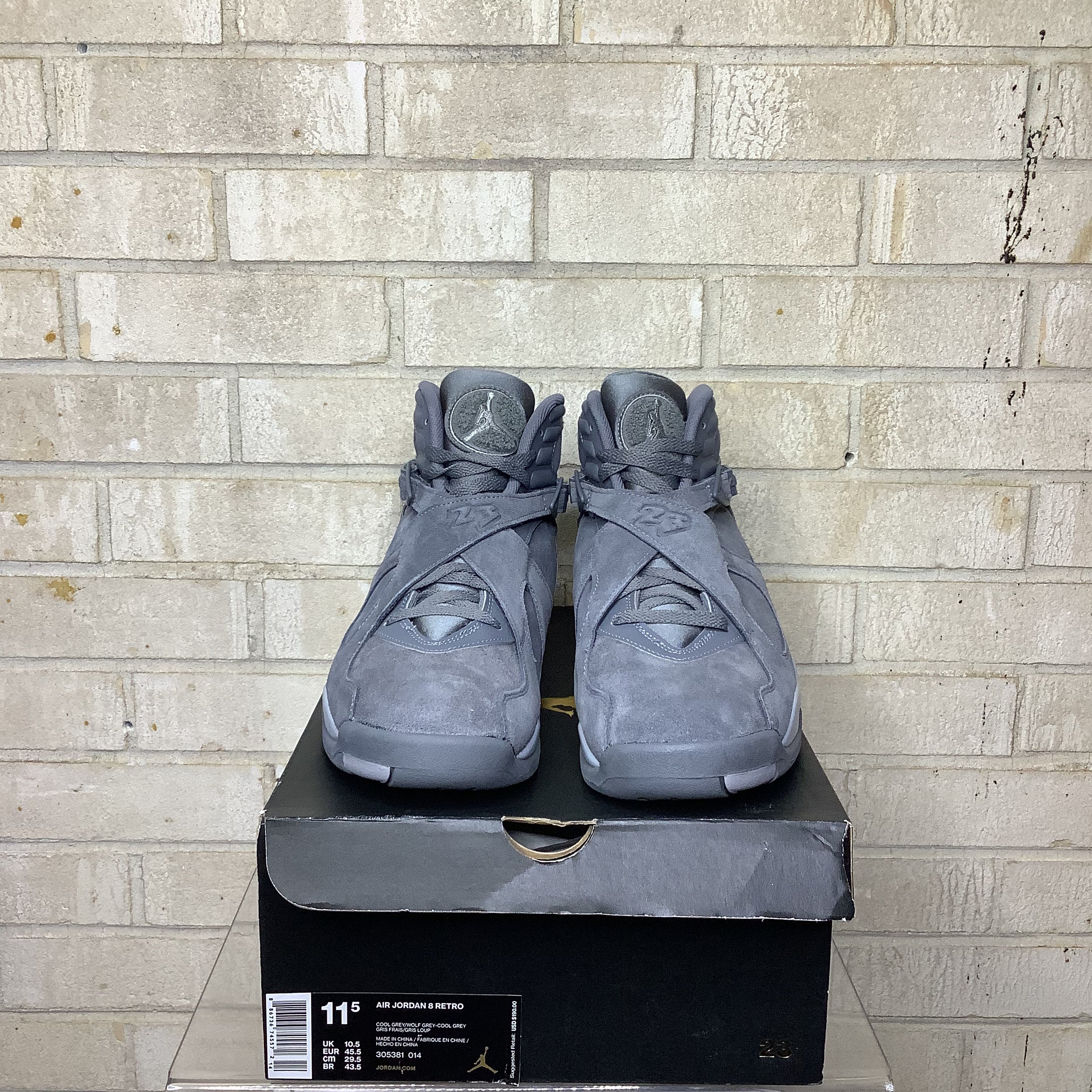 Air Jordan 8 Cool Grey Size 11.5 305381-014