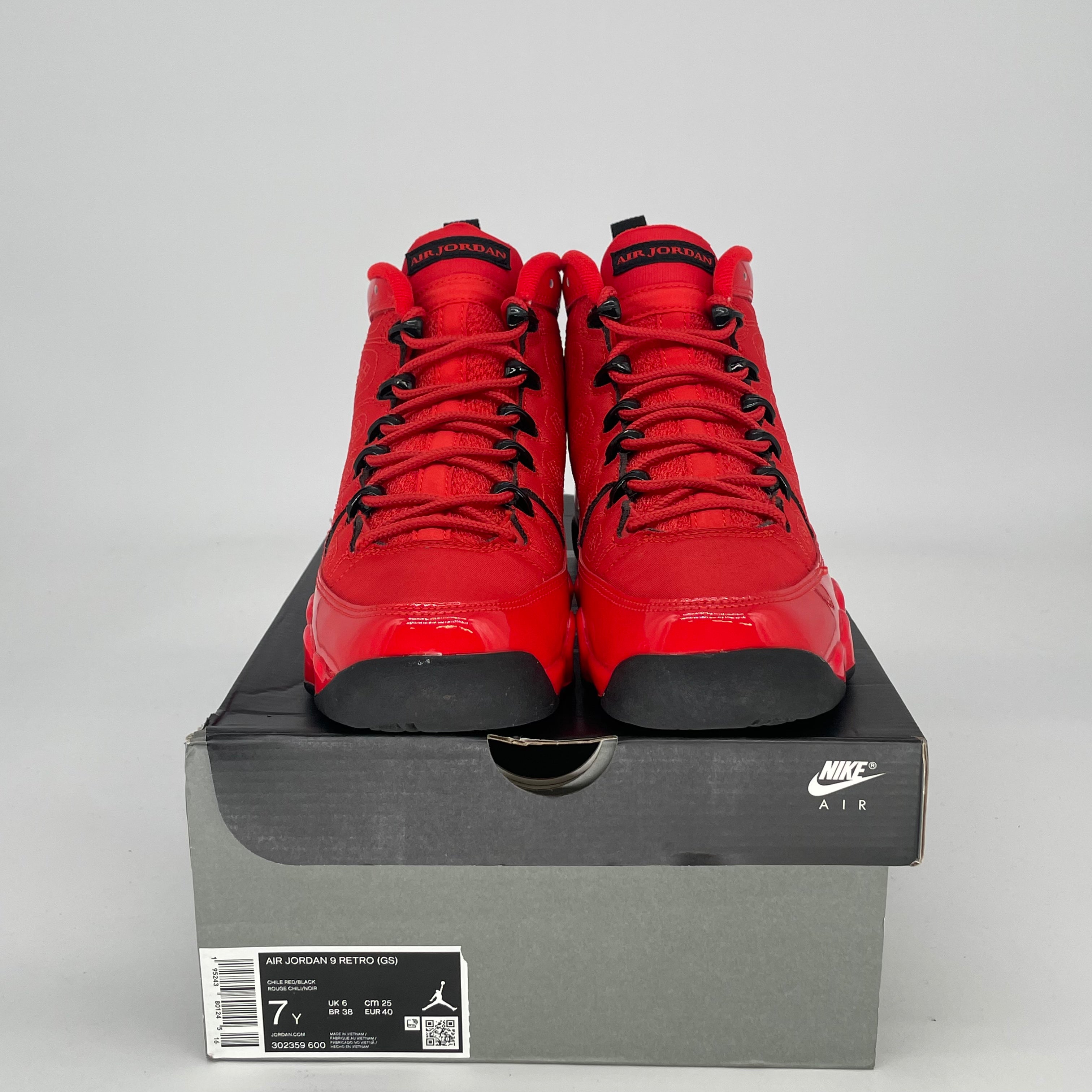 AIR JORDAN 9 CHILE RED 302359-600 SIZE 7/8.5W