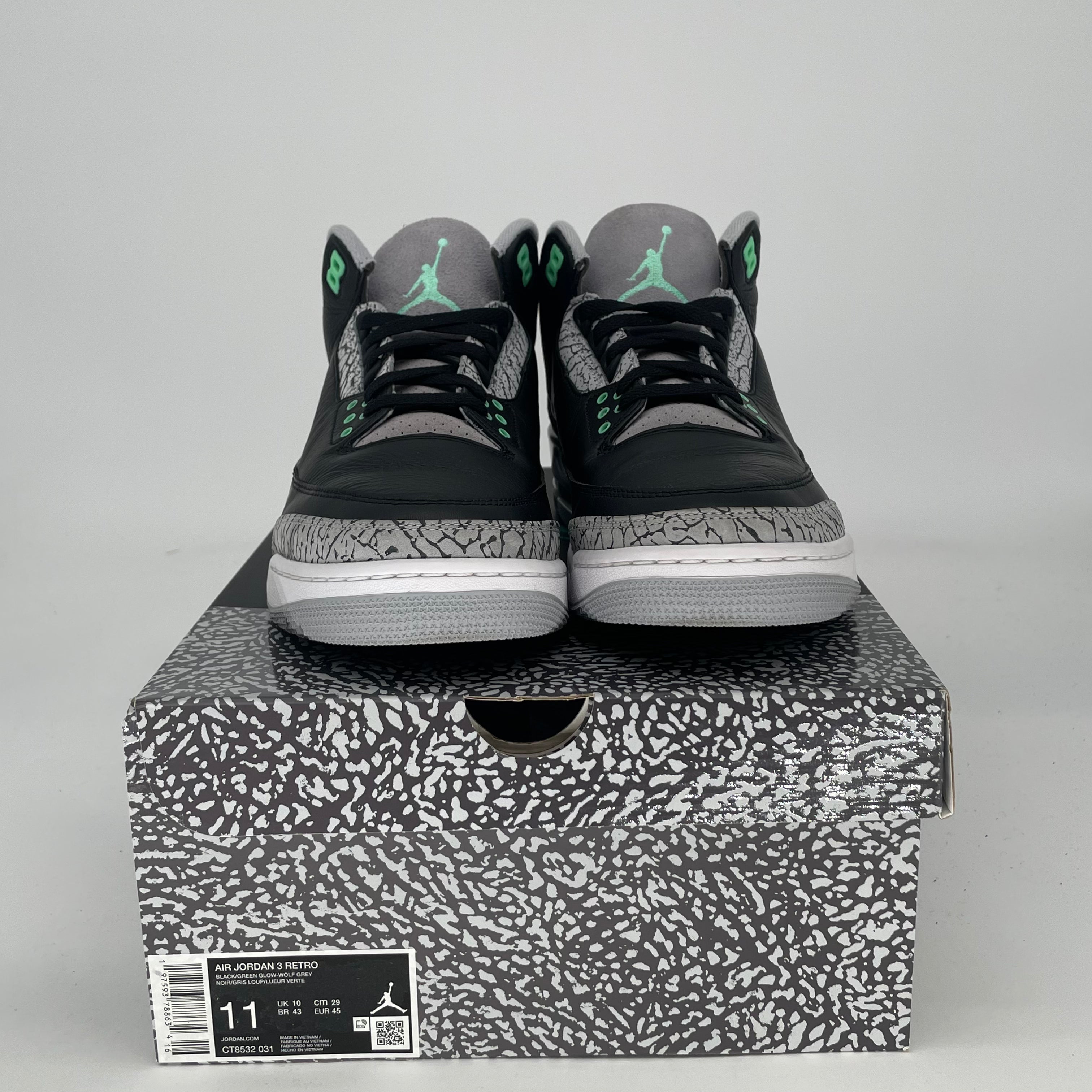 AIR JORDAN 3 GREEN GLOW CT8532-031 SIZE 11/12.5W