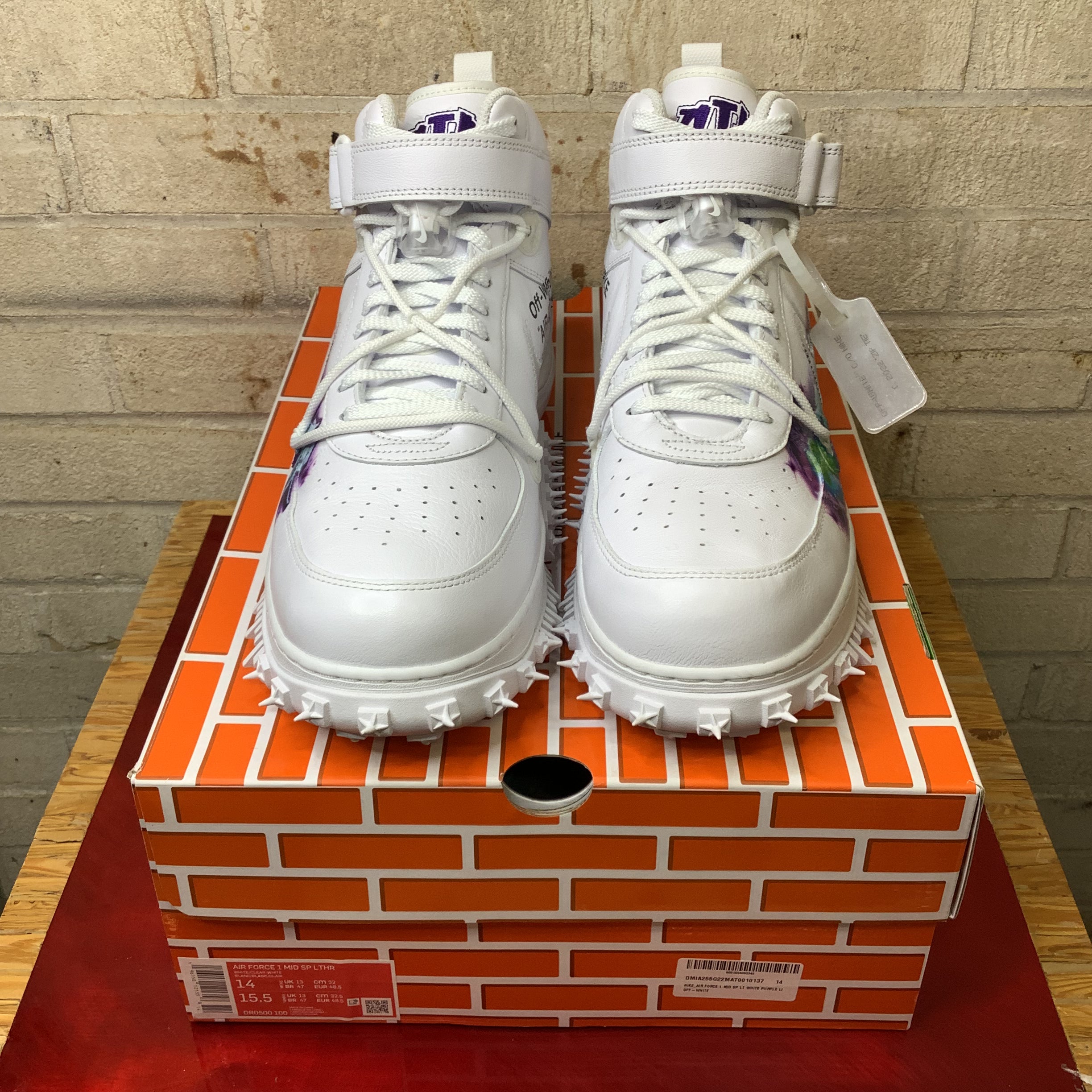 NIKE AIR FORCE 1 MID OFF WHITE GRAFFITI WHITE SIZE 14 DR0500-100