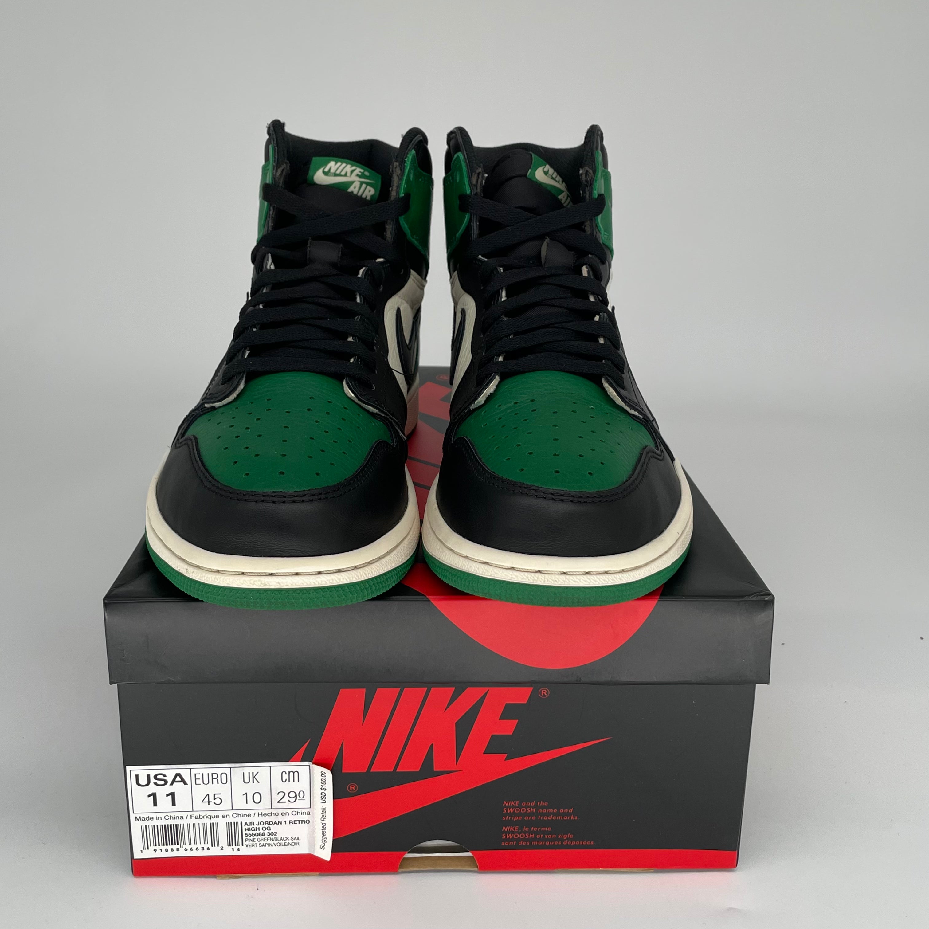AIR JORDAN 1 PINE GREEN SIZE 11 555088-302