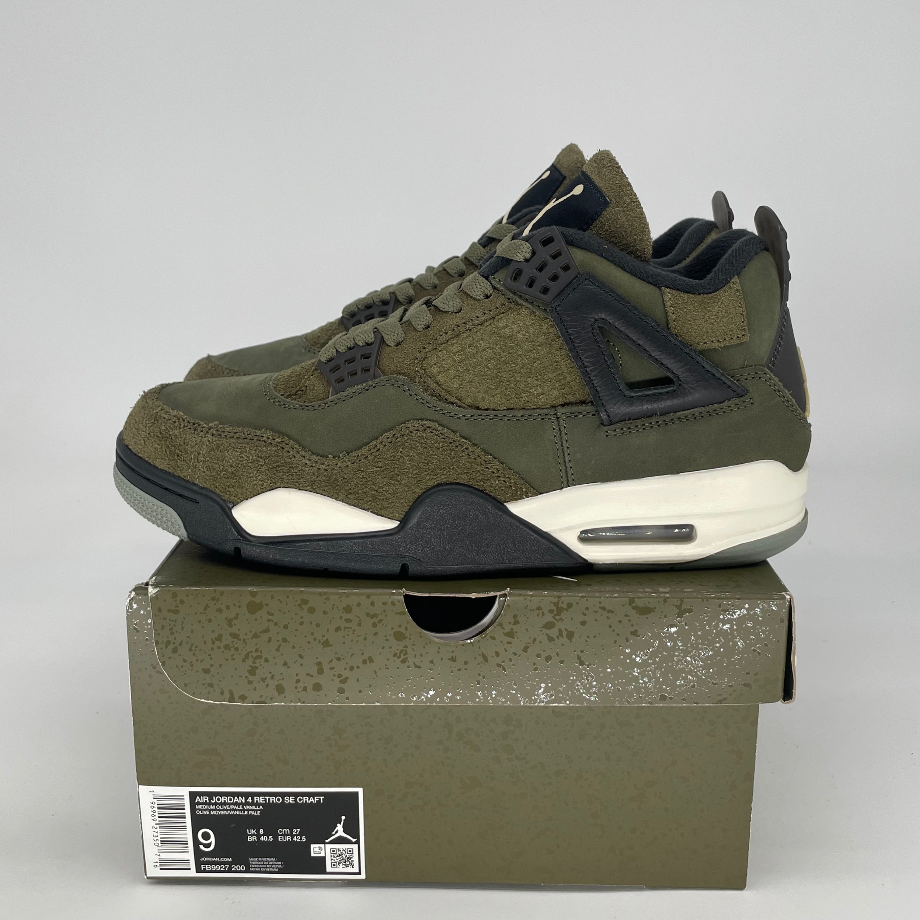 AIR JORDAN 4 CRAFT MEDIUM OLIVE FB9927-200 SIZE 9/10.5W