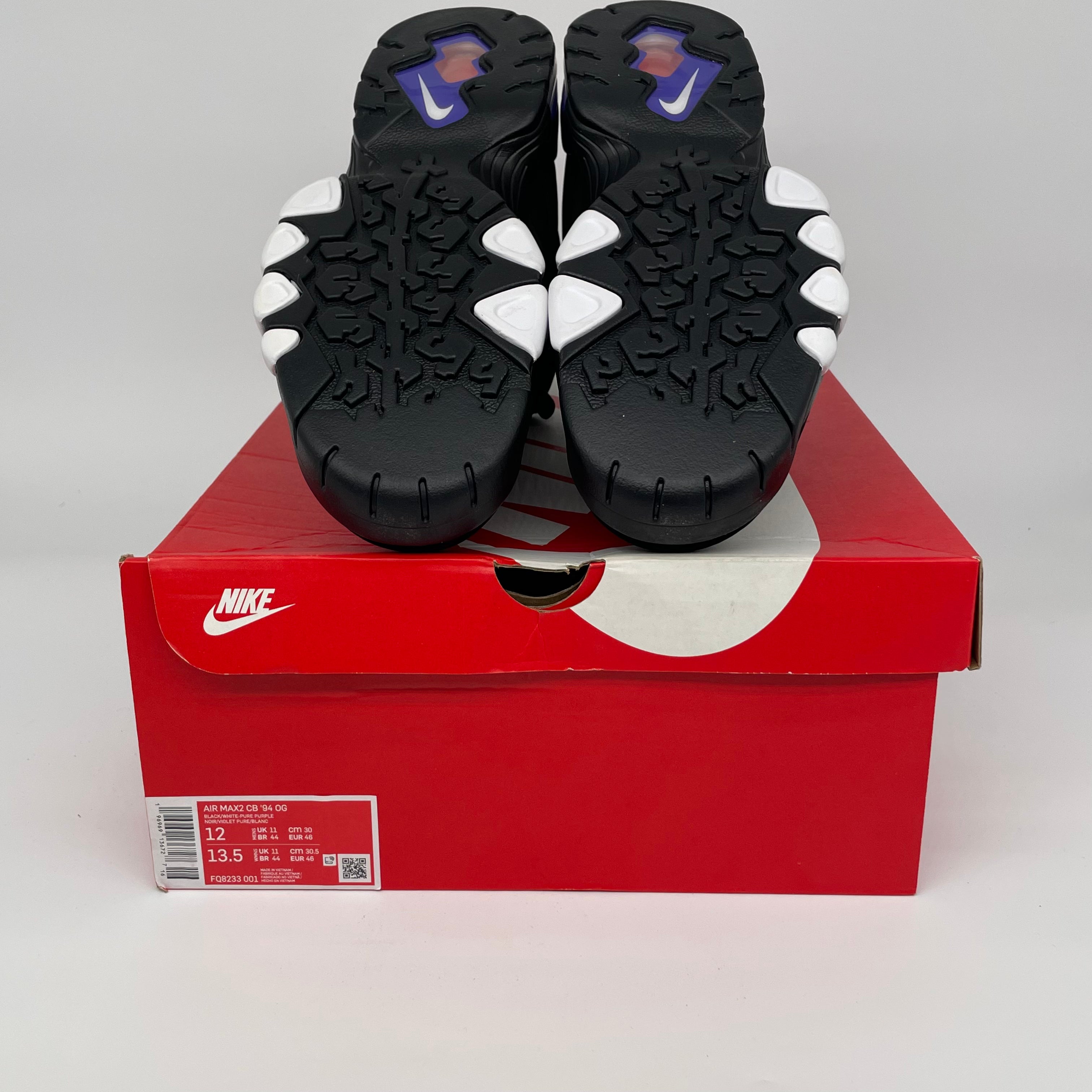 NIKE AIR MAX 2 CB 94 BLACK WHITE PURPLE SIZE 12 FQ8233-001