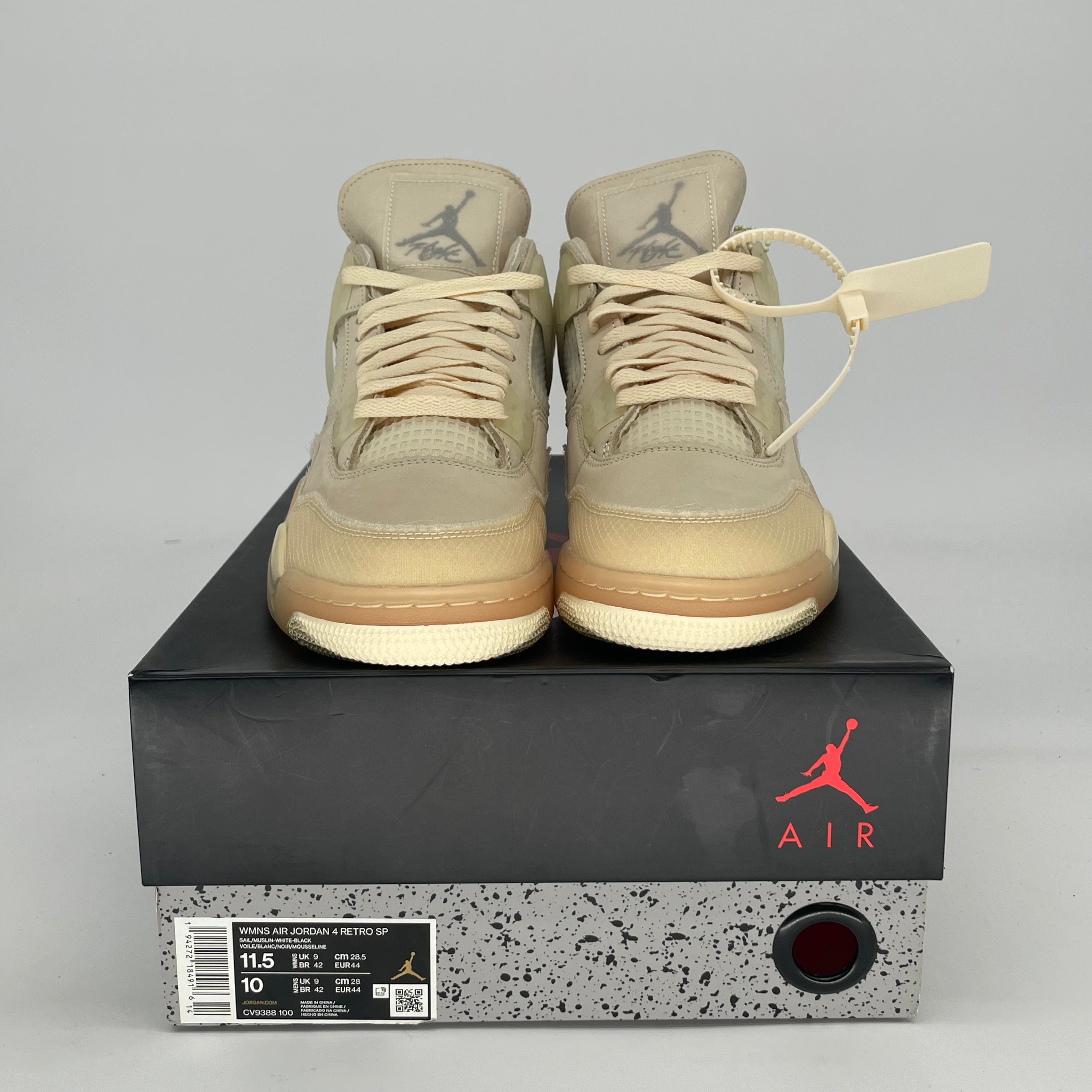 OFF WHITE X AIR JORDAN 4 SAIL W CV9388-100 SIZE 10/11.5W