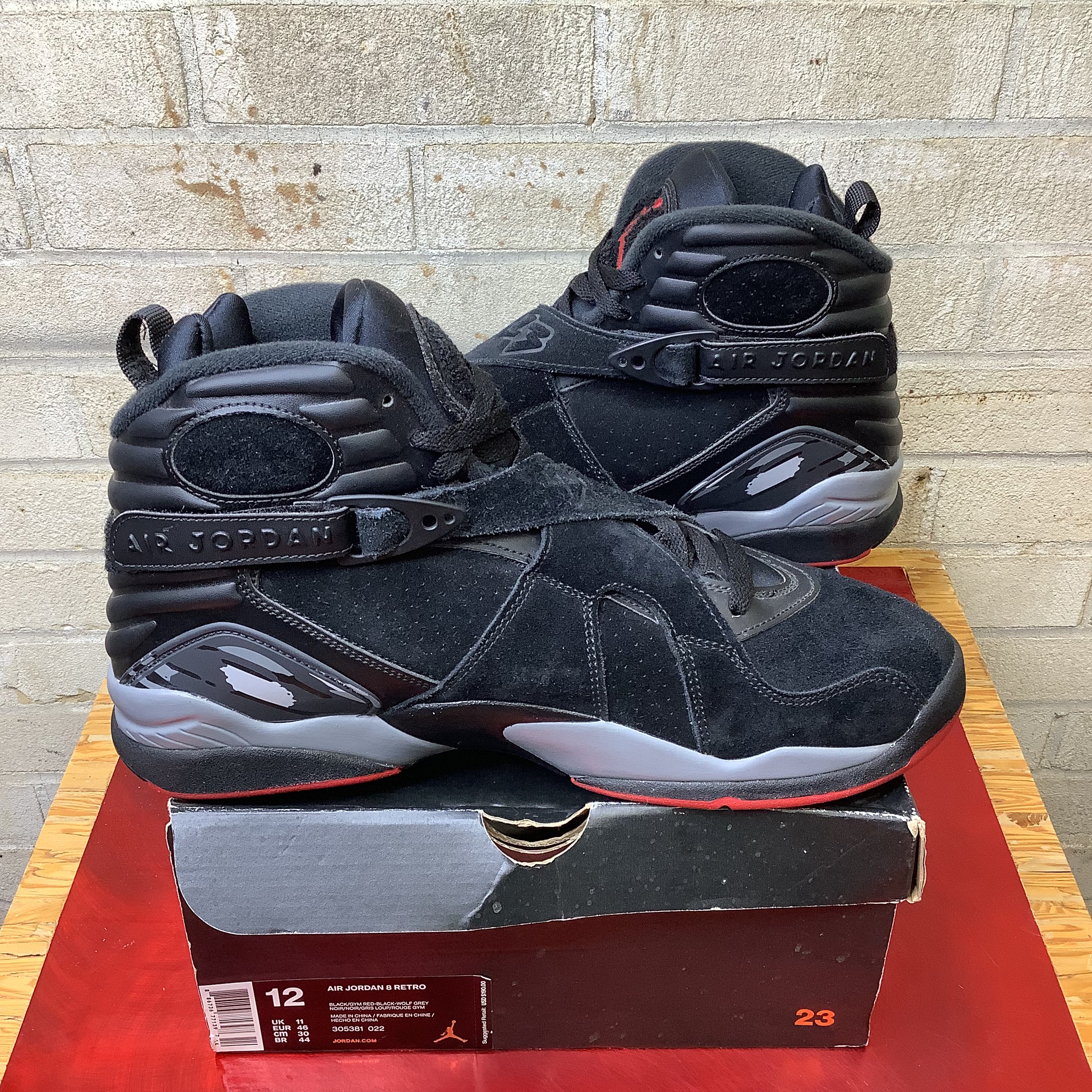 AIR JORDAN 8 BLACK CEMENT SIZE 12 305381-022