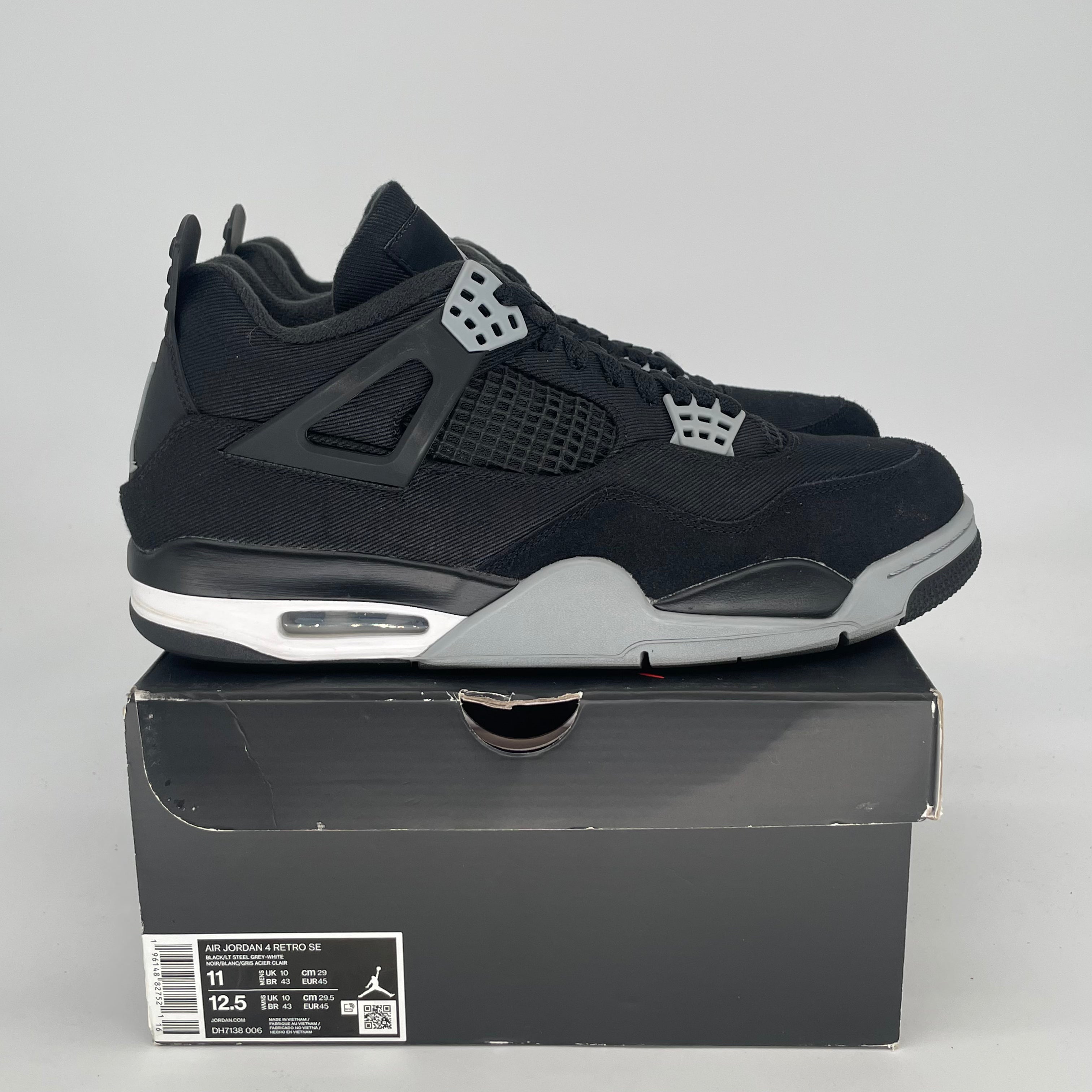 AIR JORDAN 4 BLACK CANVAS DH7138-006 SIZE 11/12.5W