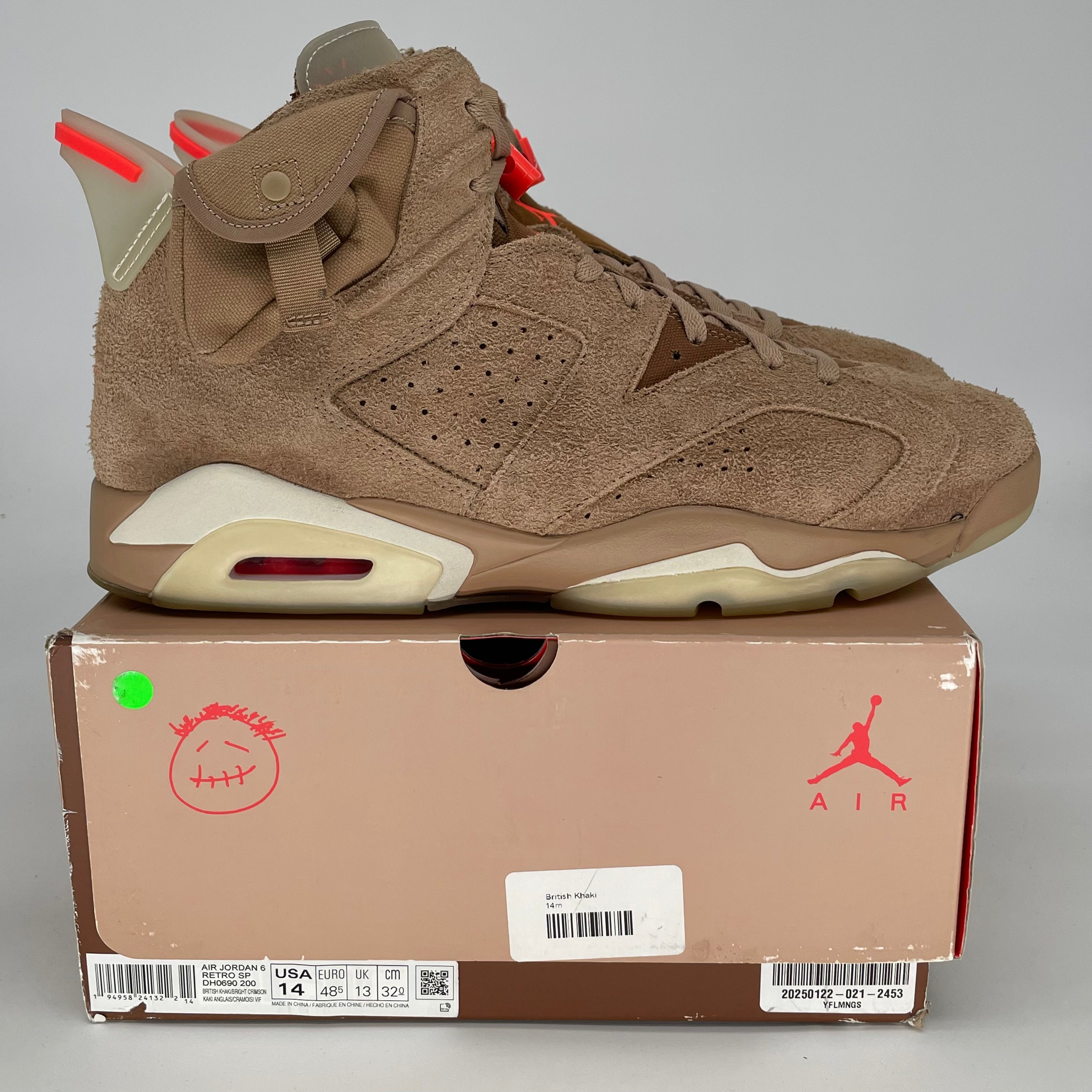 AIR JORDAN 6 TRAVIS SCOTT BRITISH KHAKI SIZE 14 DH0690-200