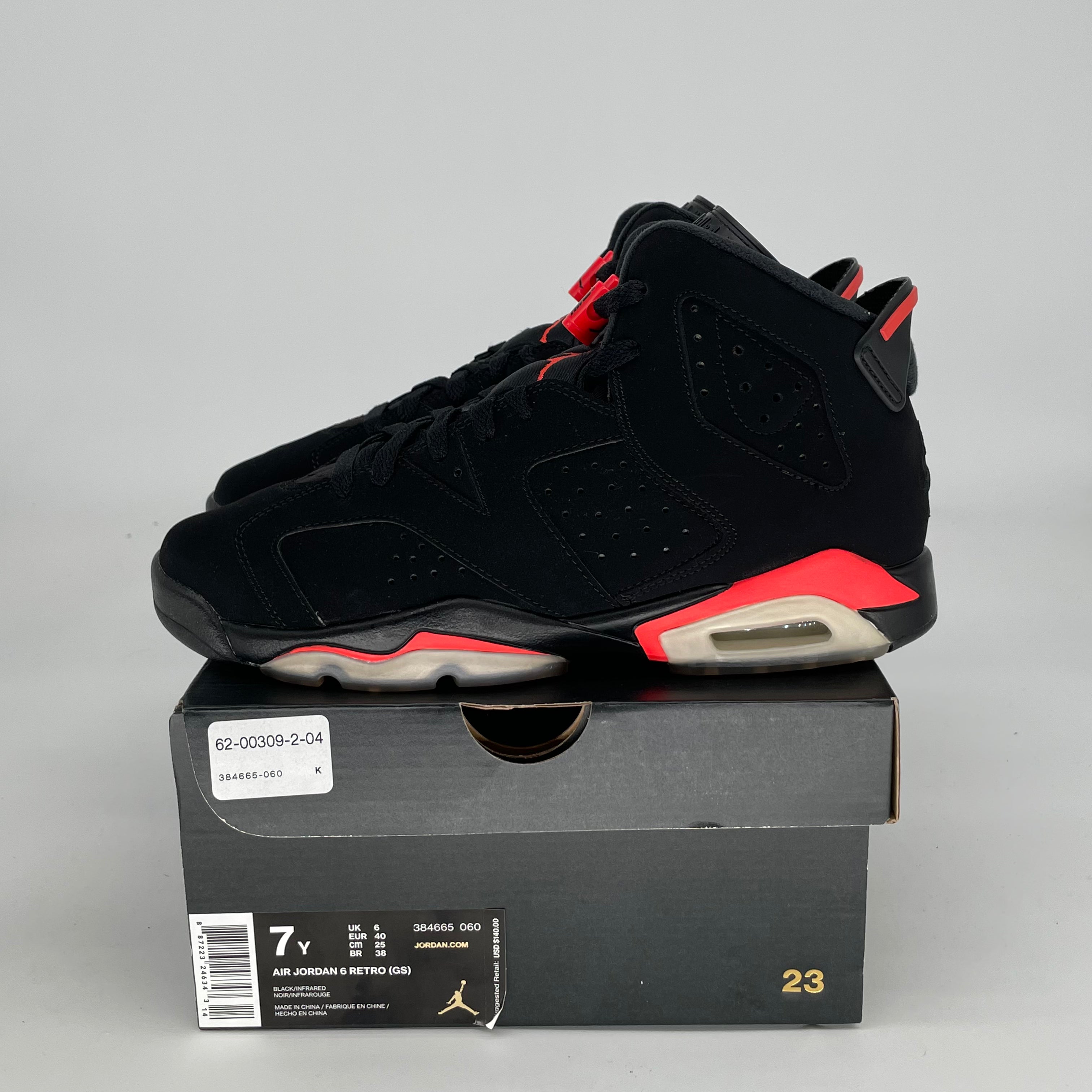 AIR JORDAN 6 BLACK INFRARED SIZE 7/8.5W 384665-060