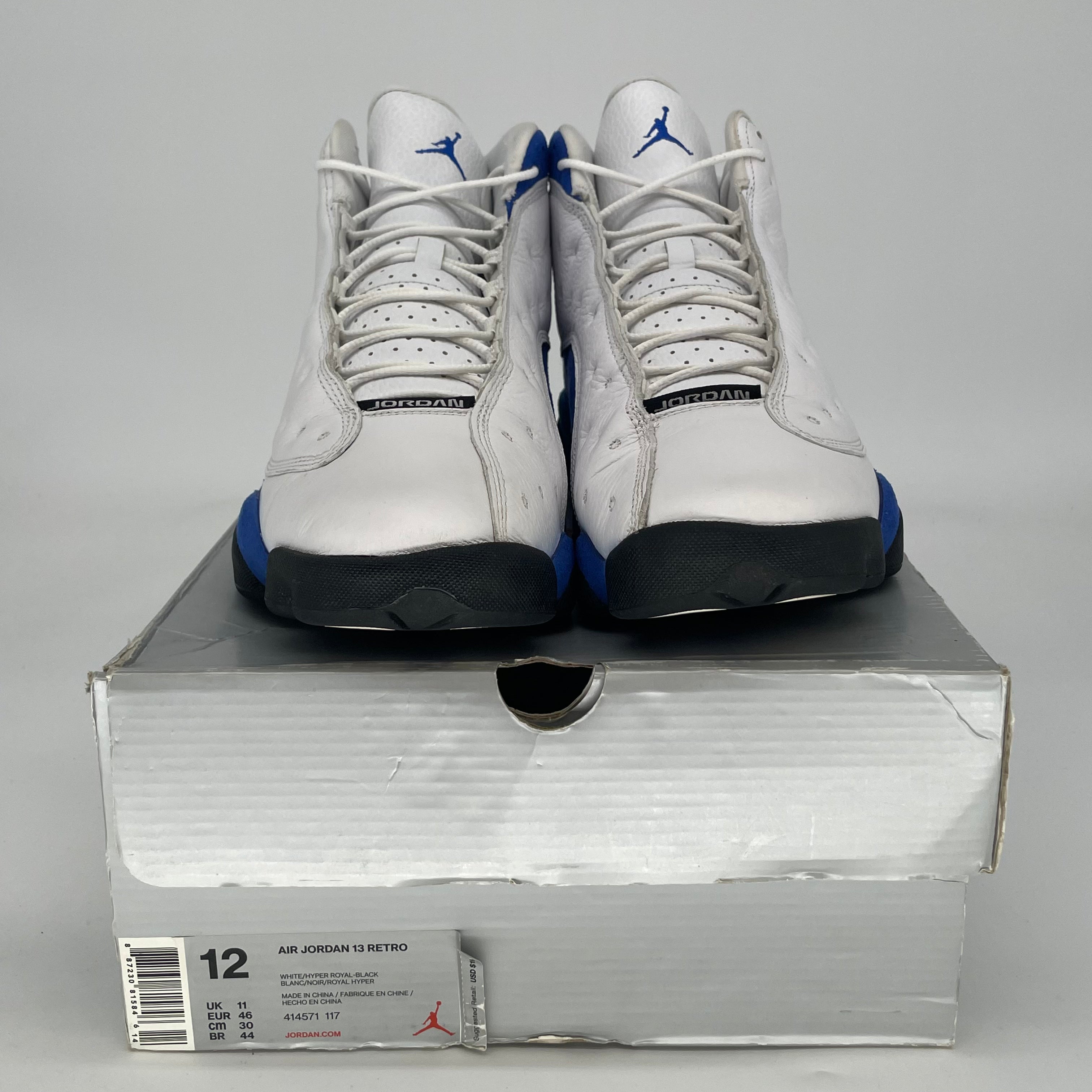 AIR JORDAN 13 WHITE HYPER ROYAL 414571-117 SIZE 12/13.5W