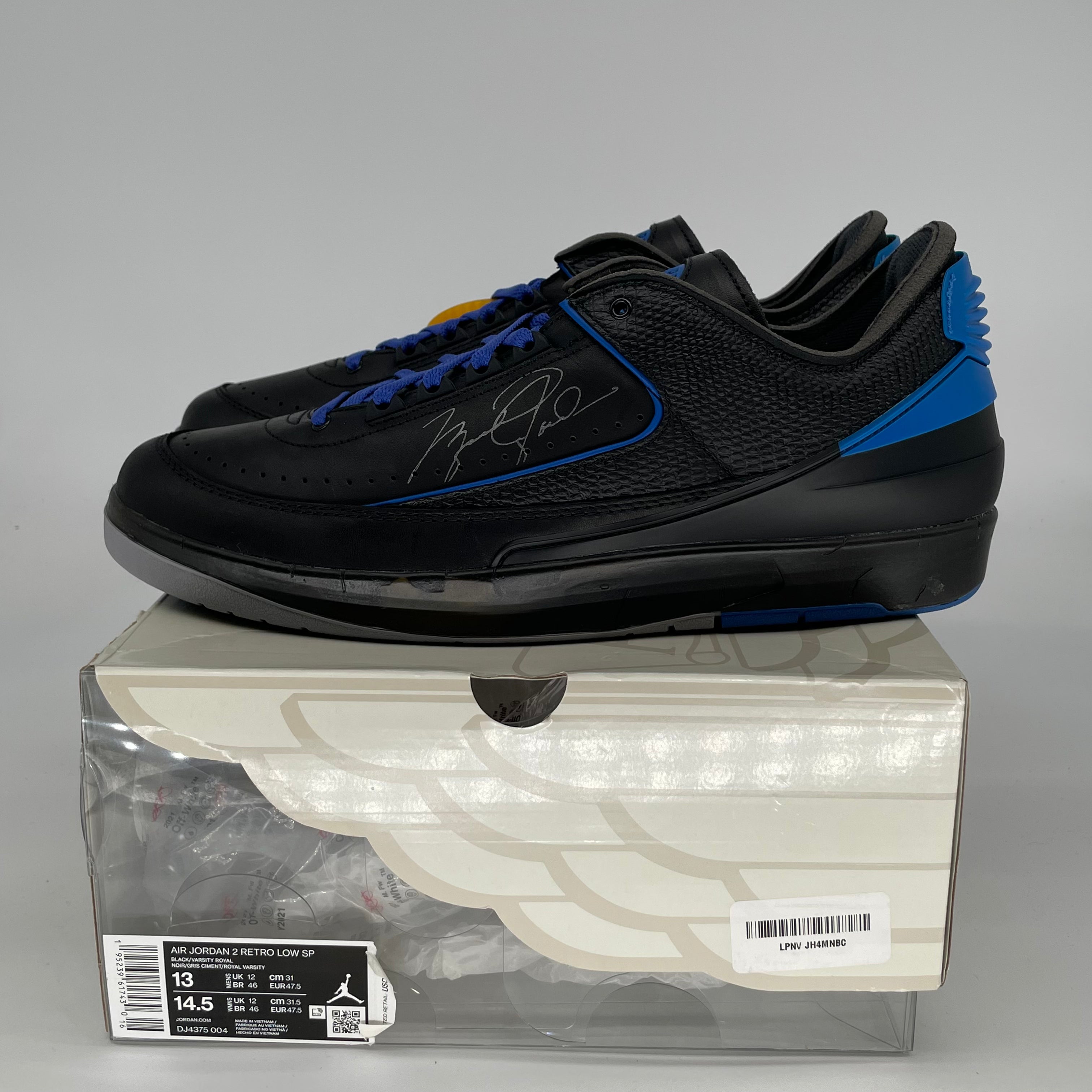 OFF WHITE X AIR JORDAN 2 LOW BLACK BLUE SIZE 13 DJ4375-004