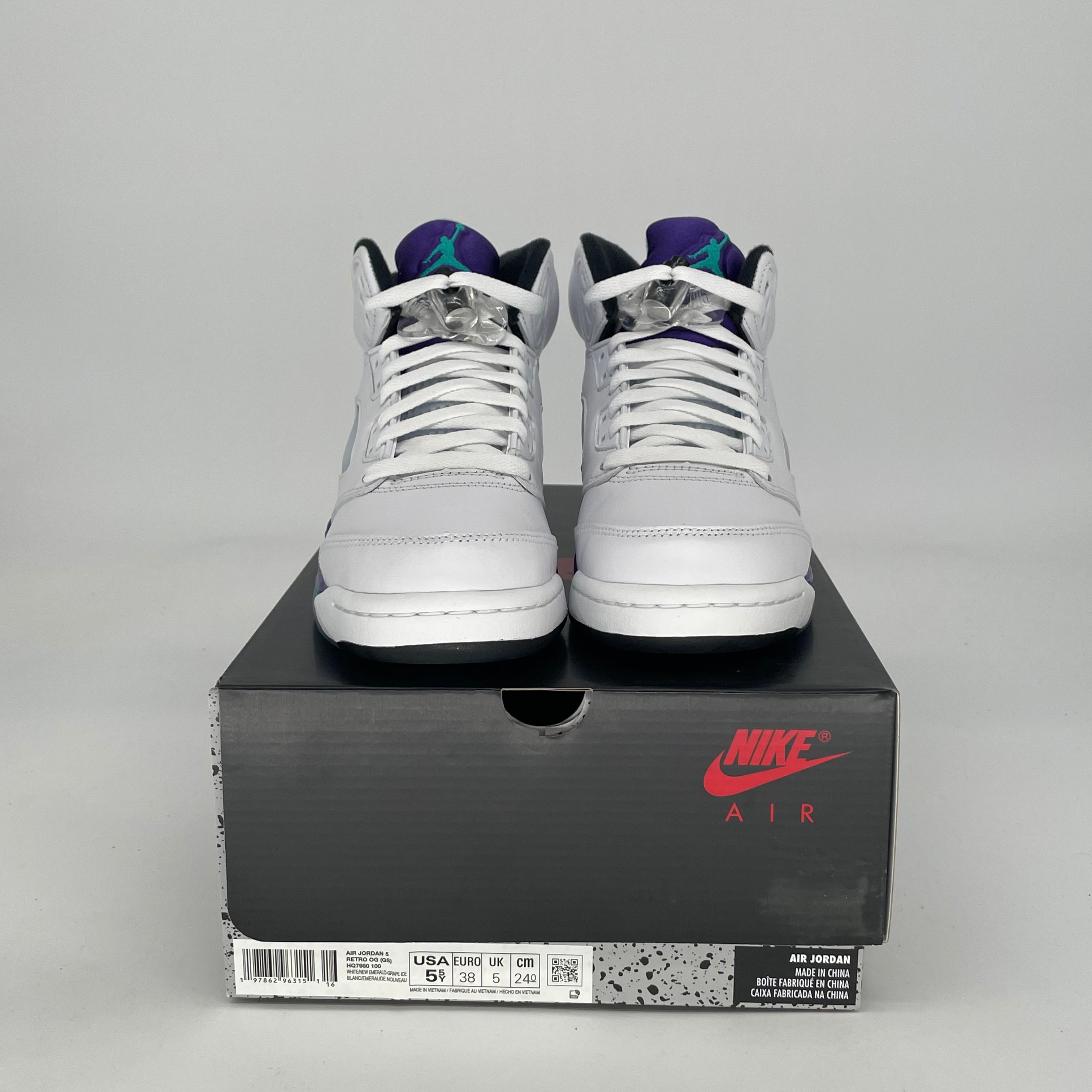 AIR JORDAN 5 GRAPE HQ7980-100 SIZE 5.5/7W