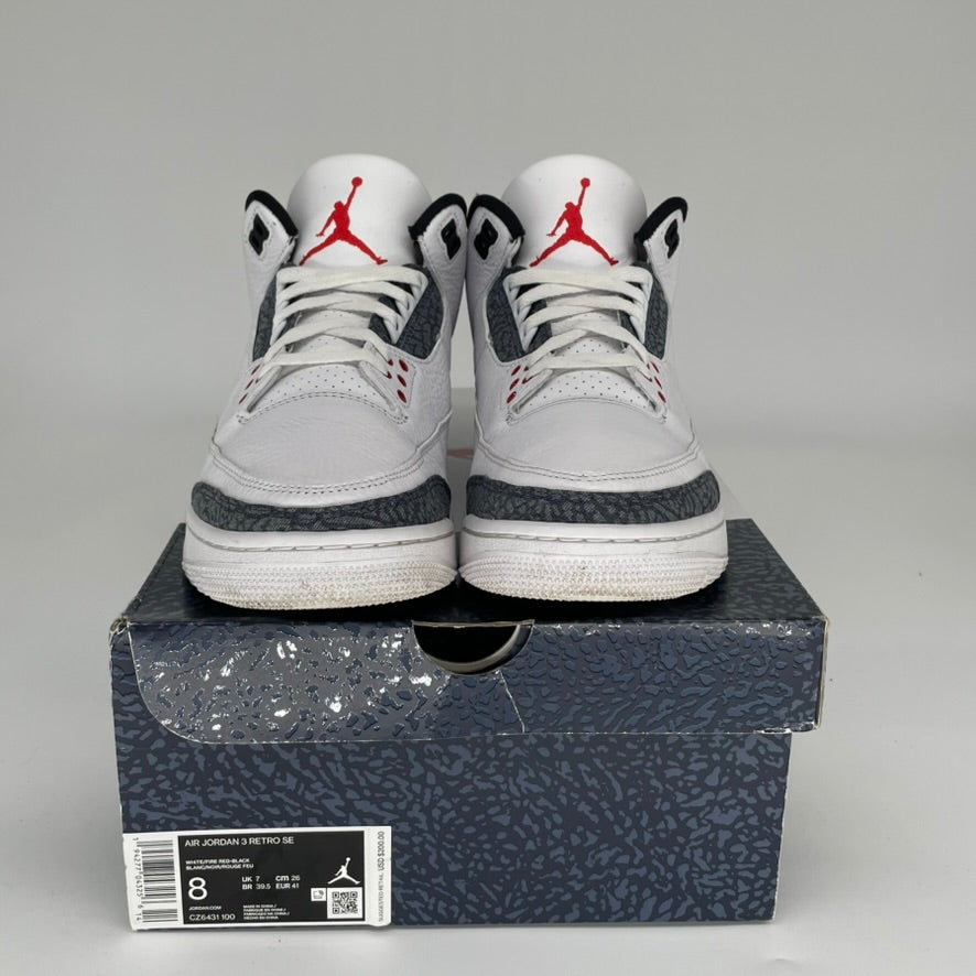 AIR JORDAN 3 FIRE RED DENIM SIZE 8 CZ6431-100