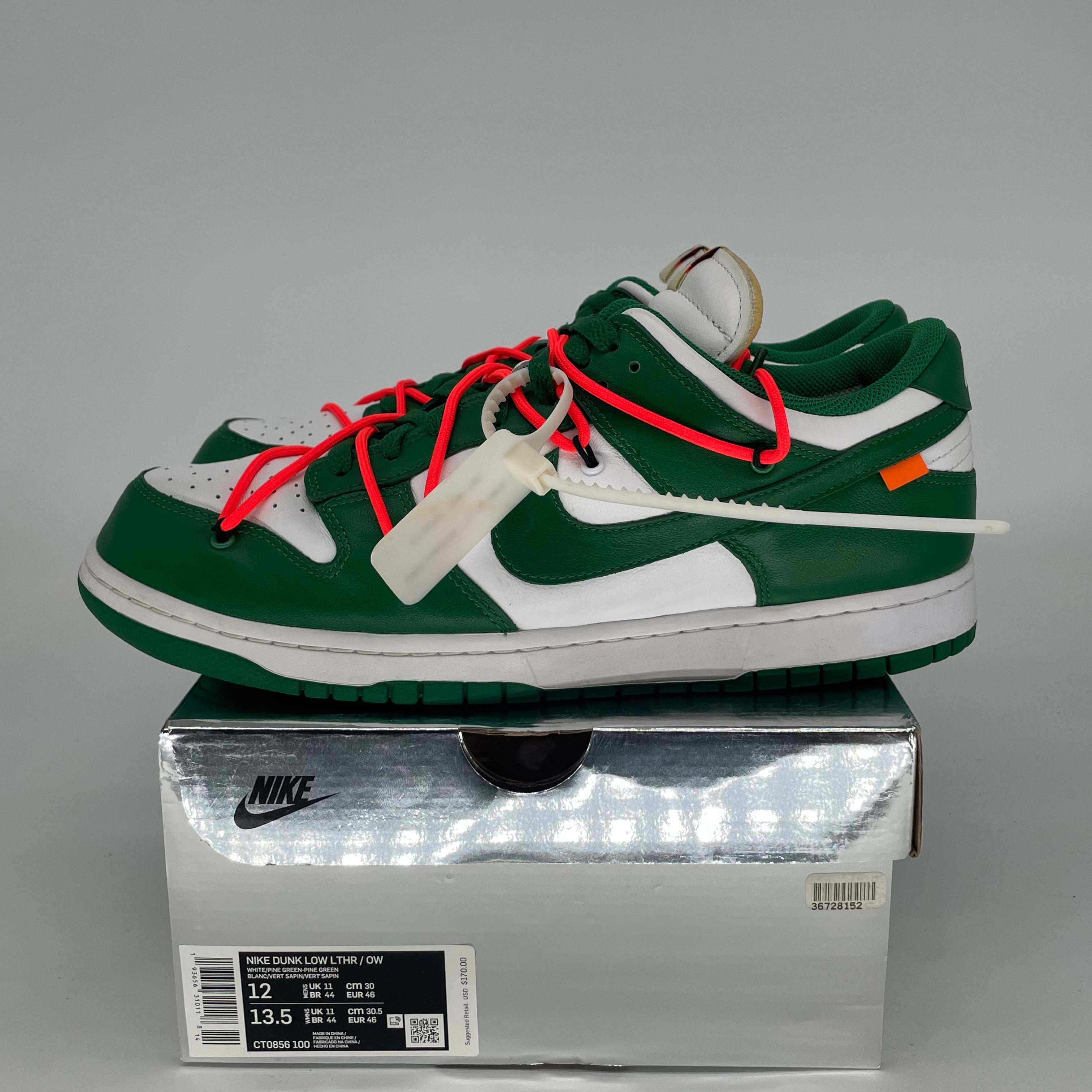 OFF WHITE X NIKE DUNK LOW PINE GREEN CT0856-100 SIZE 12/13.5W