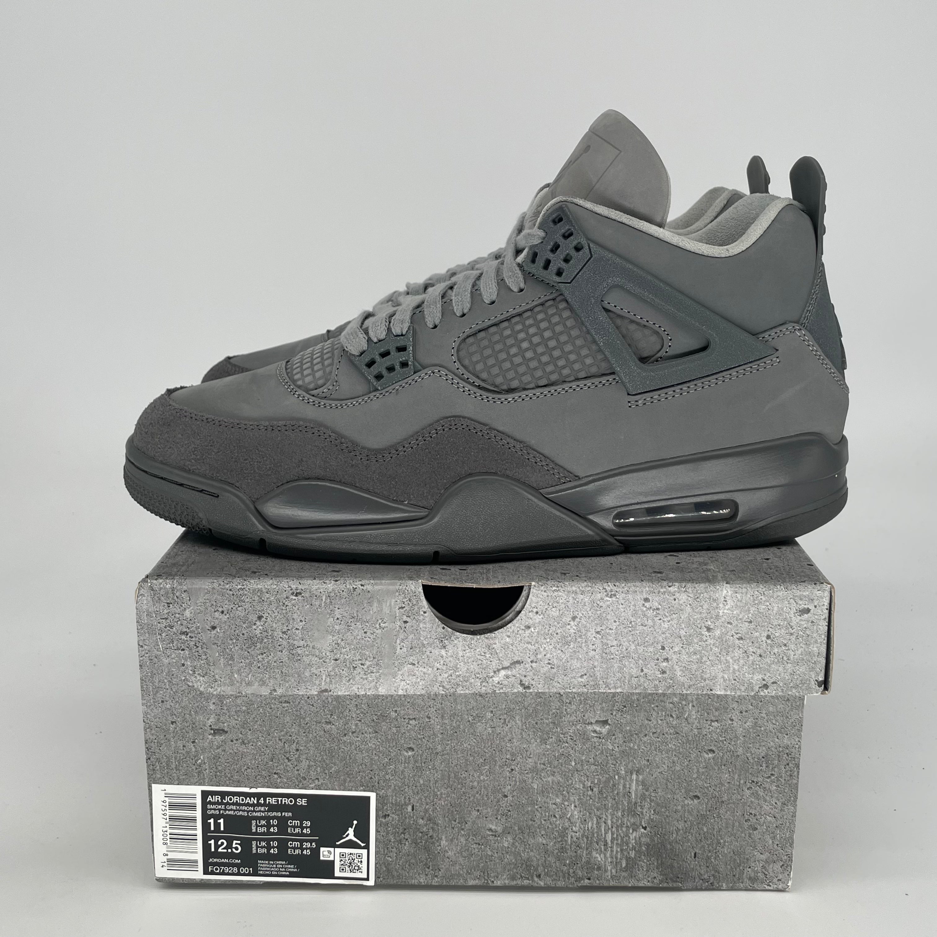 AIR JORDAN 4 WET CEMENT FQ7928-001 SIZE 11/12.5W