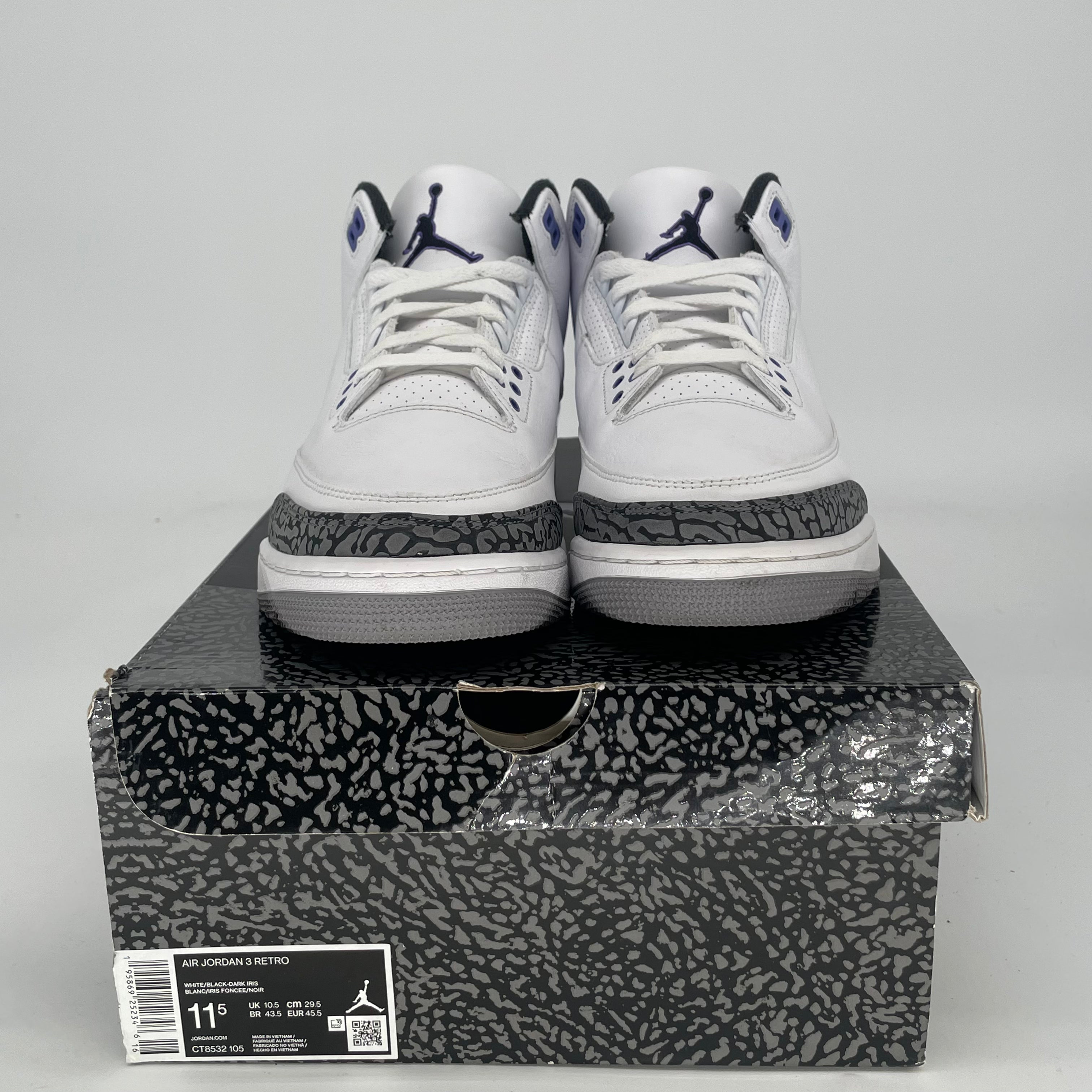 AIR JORDAN 3 DARK IRIS SIZE 11.5/13W CT8532-105
