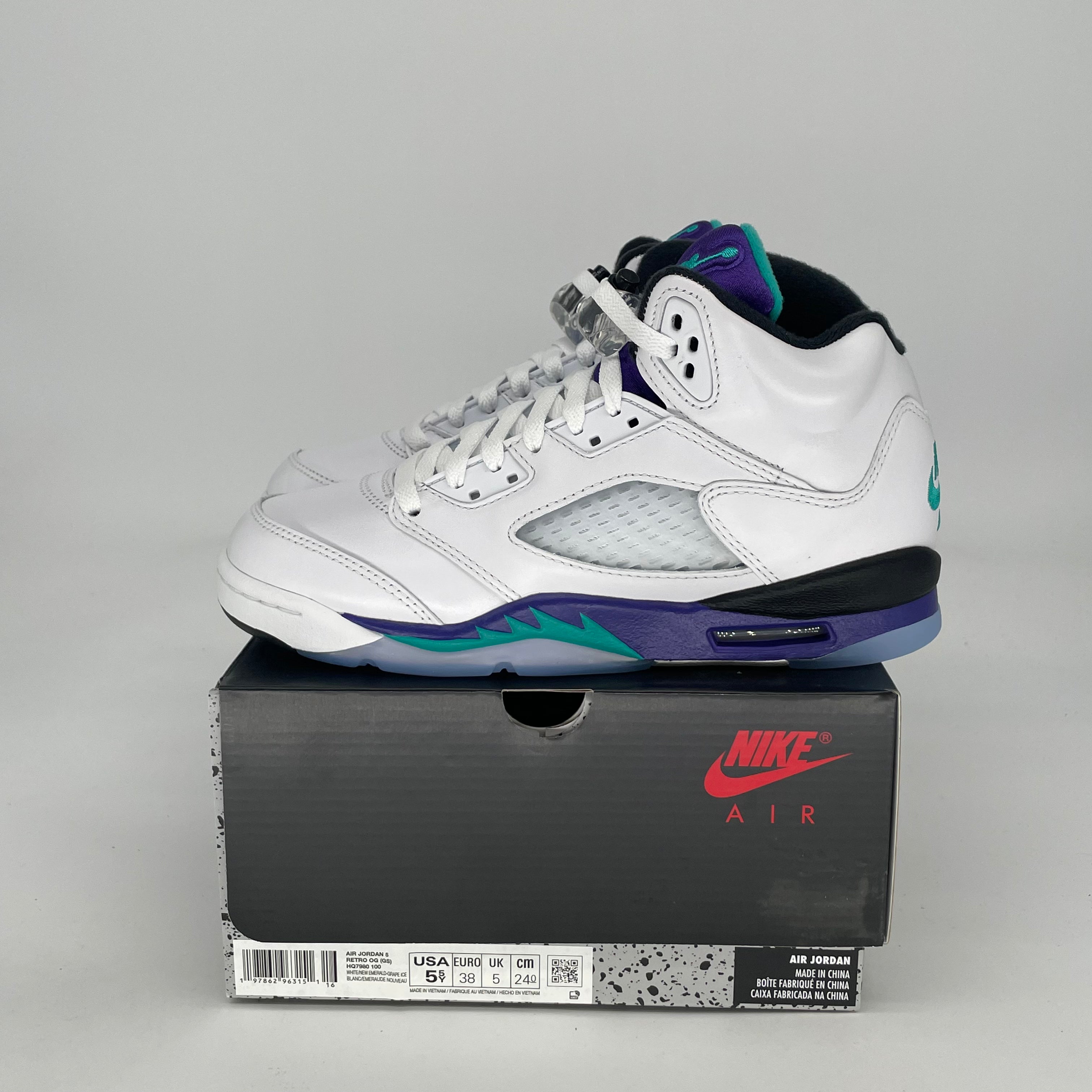 AIR JORDAN 5 GRAPE HQ7980-100 SIZE 5.5/7W