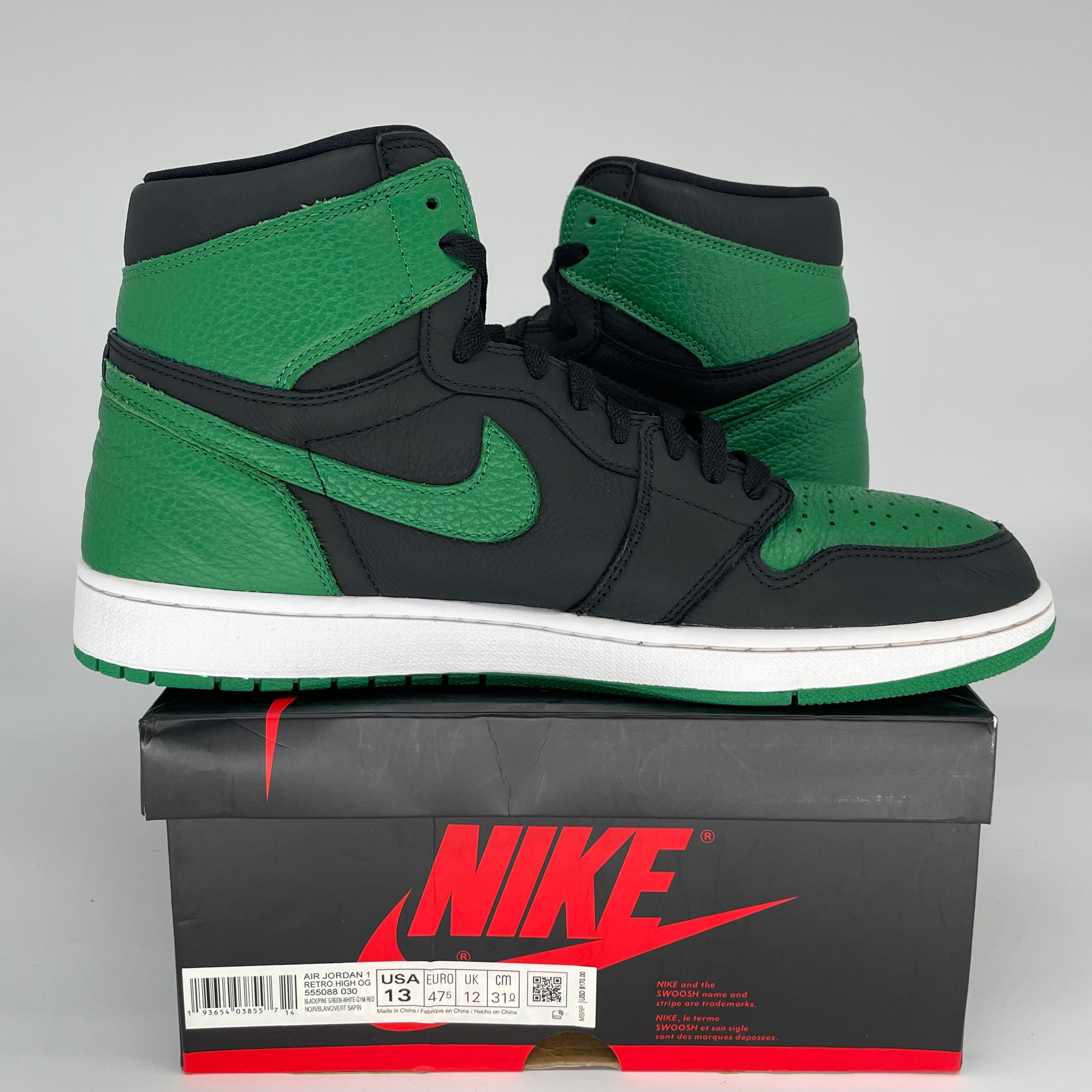 AIR JORDAN 1 PINE GREEN BLACK SIZE 13 555088-030