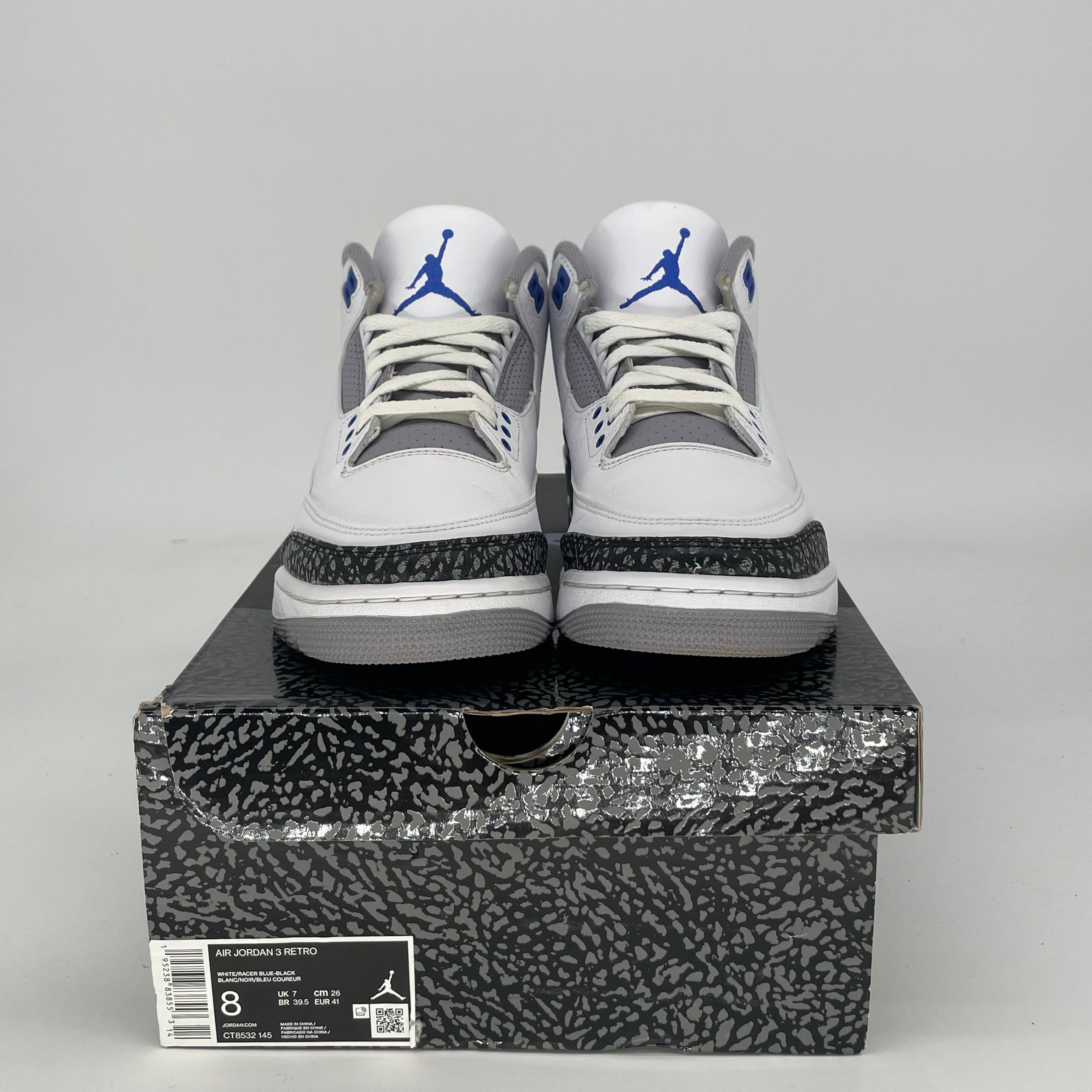 AIR JORDAN 3 RACER BLUE CT8532-145 SIZE 8/9.5W