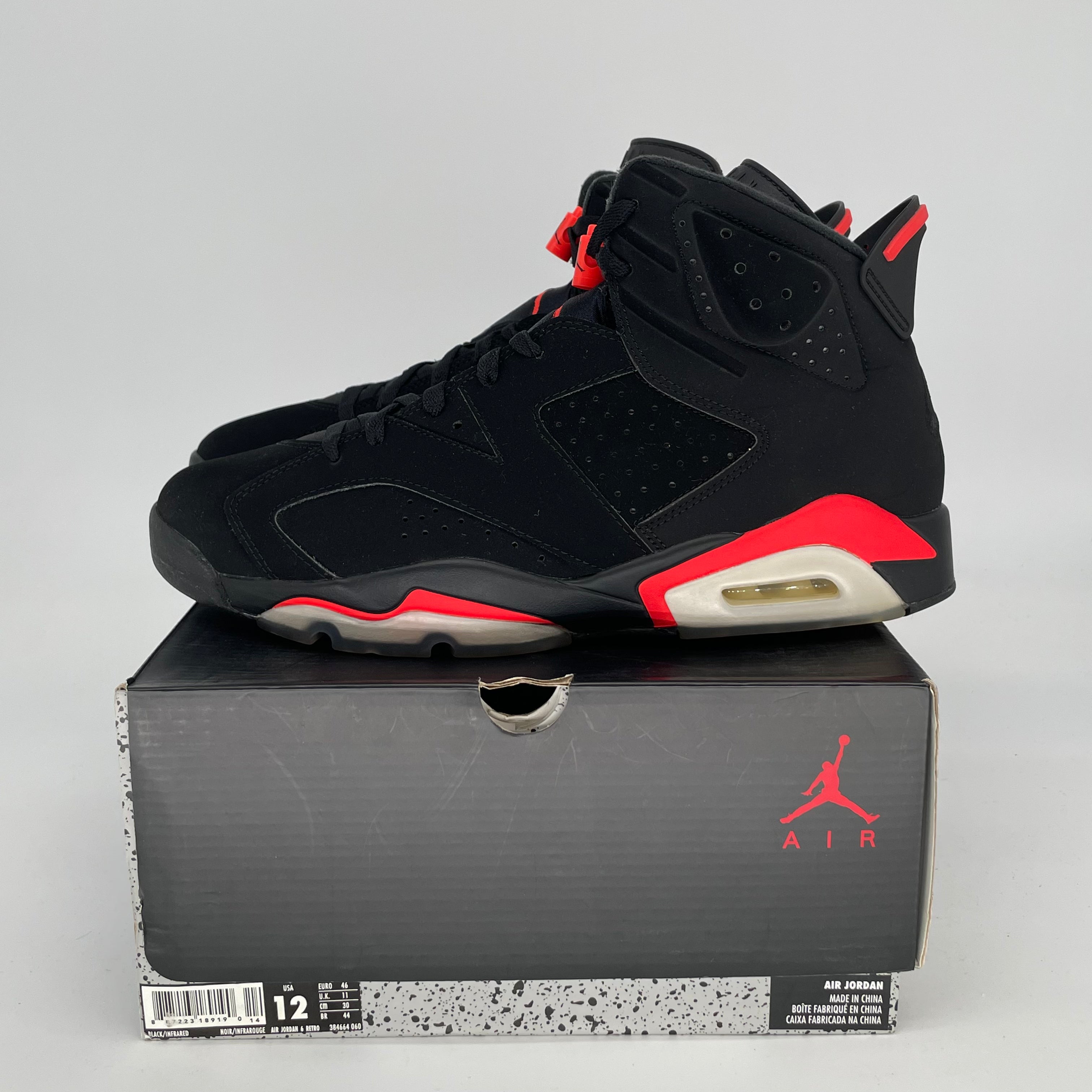 AIR JORDAN 6 BLACK INFRARED SIZE 12 384664-060