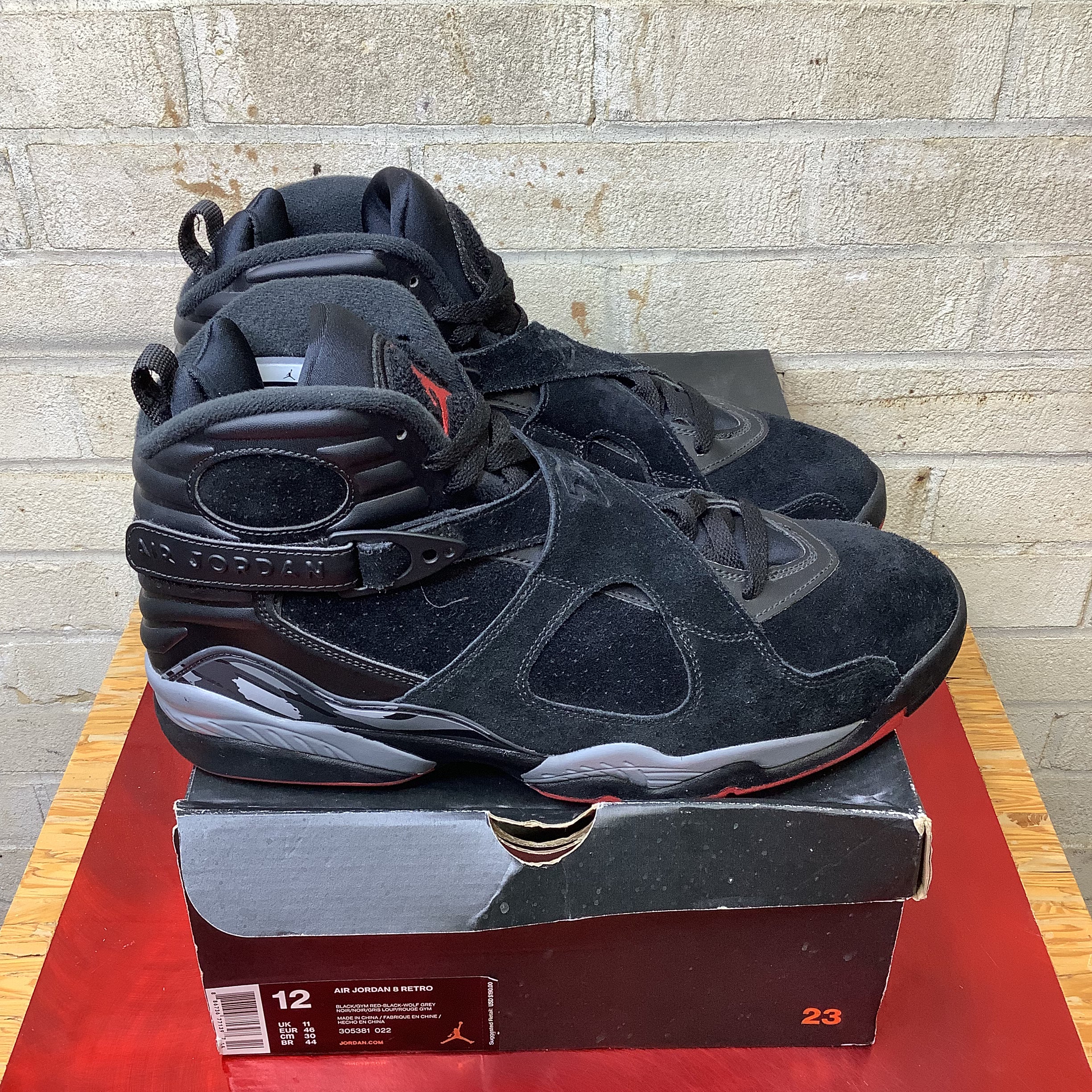 AIR JORDAN 8 BLACK CEMENT SIZE 12 305381-022