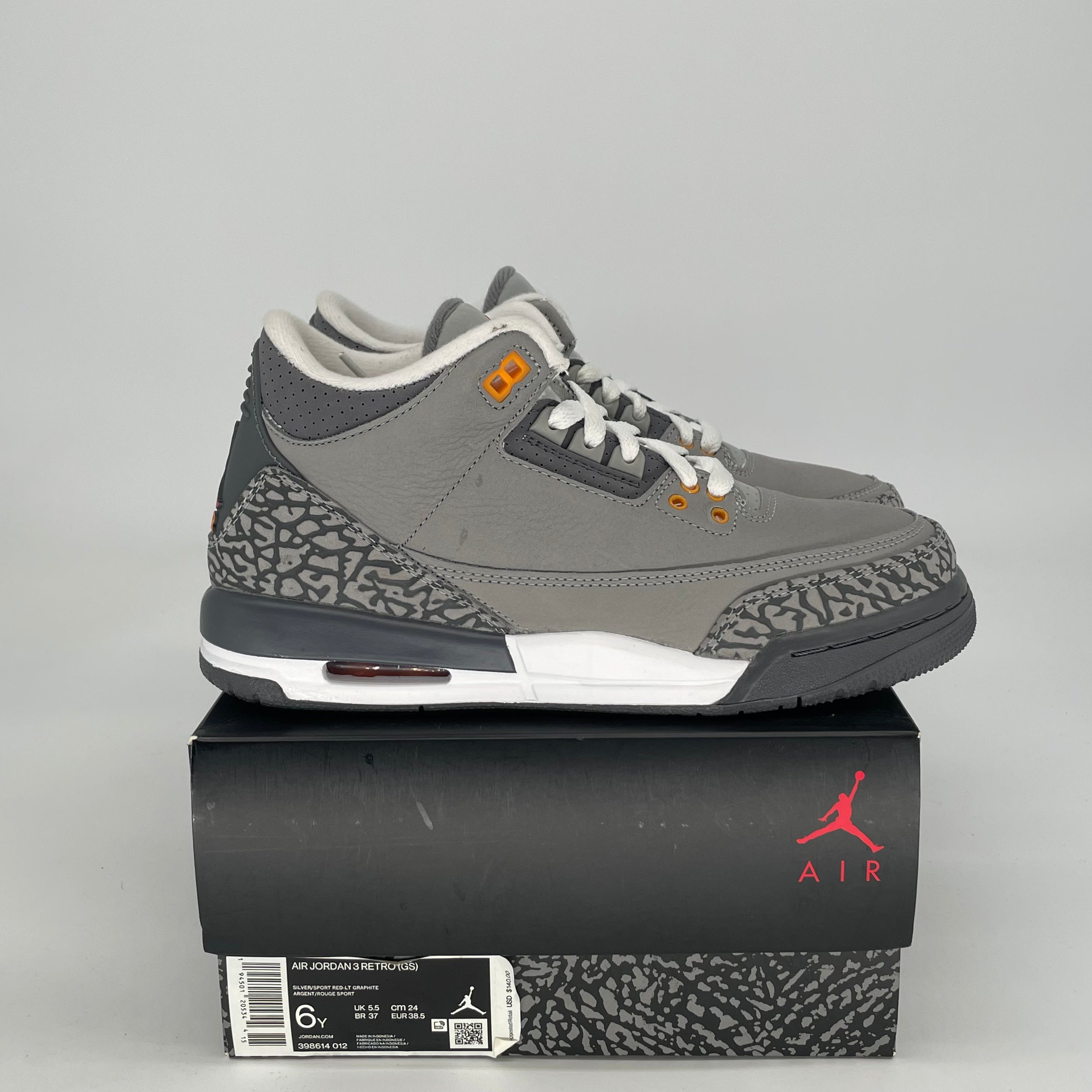 AIR JORDAN 3 COOL GREY CT8532-012 SIZE 6/7.5W