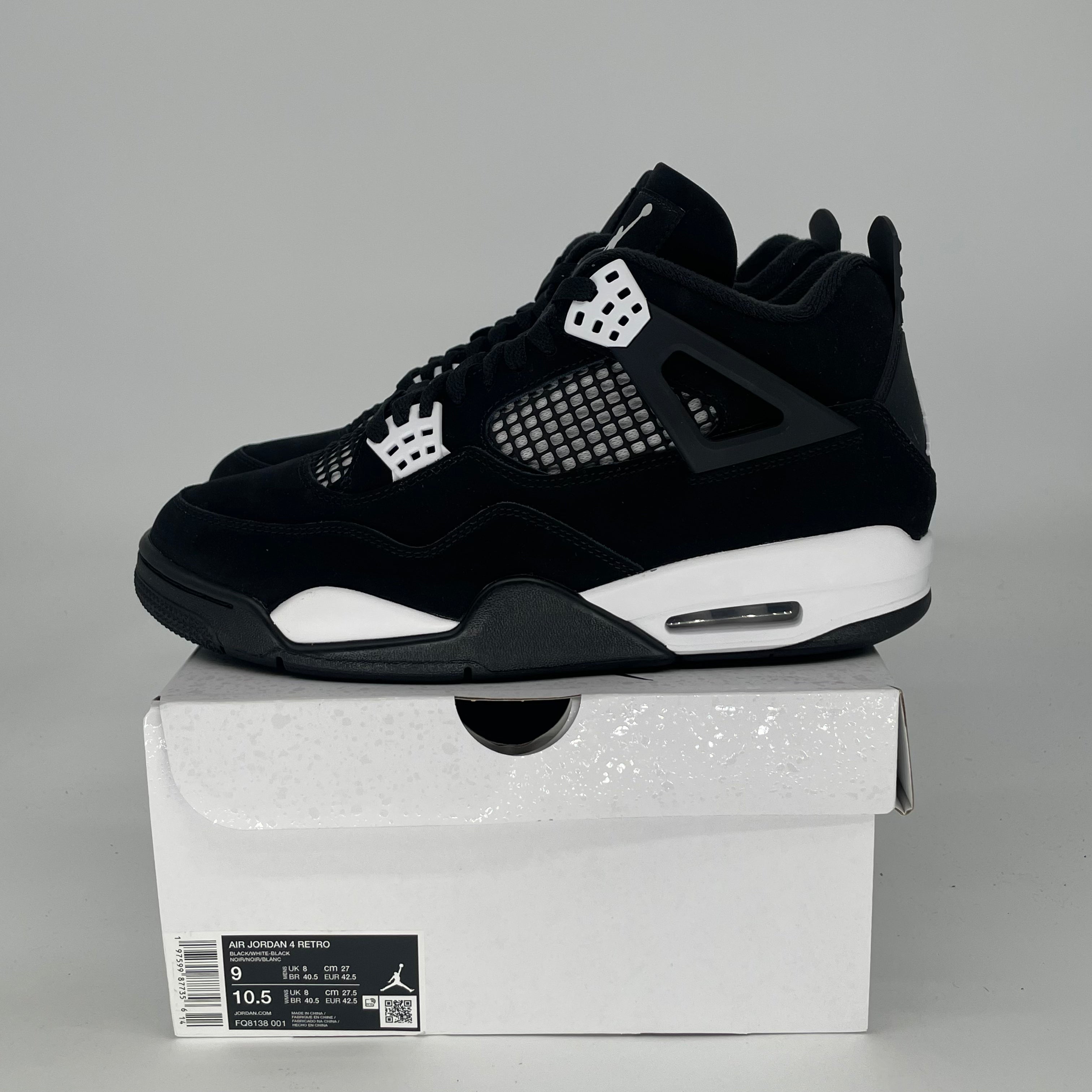 AIR JORDAN 4 WHITE THUNDER FQ8138-001 SIZE 9/10.5W