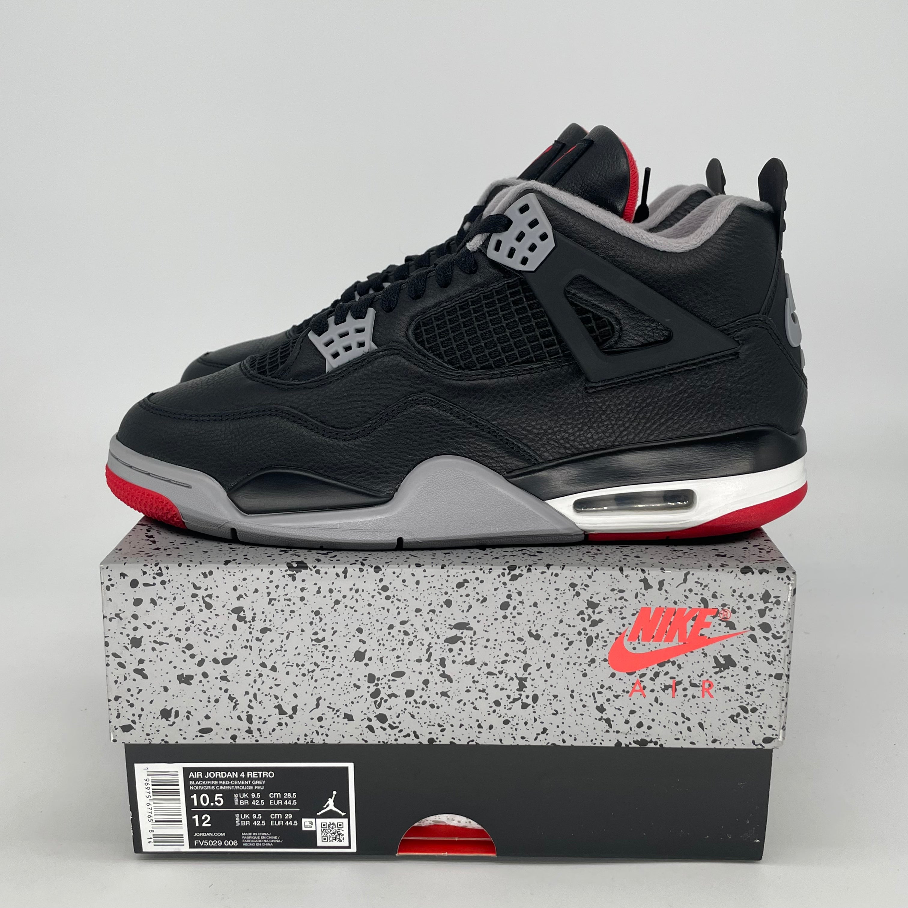 AIR JORDAN 4 BRED REIMAGINED FV5029-006 SIZE 10.5/12W