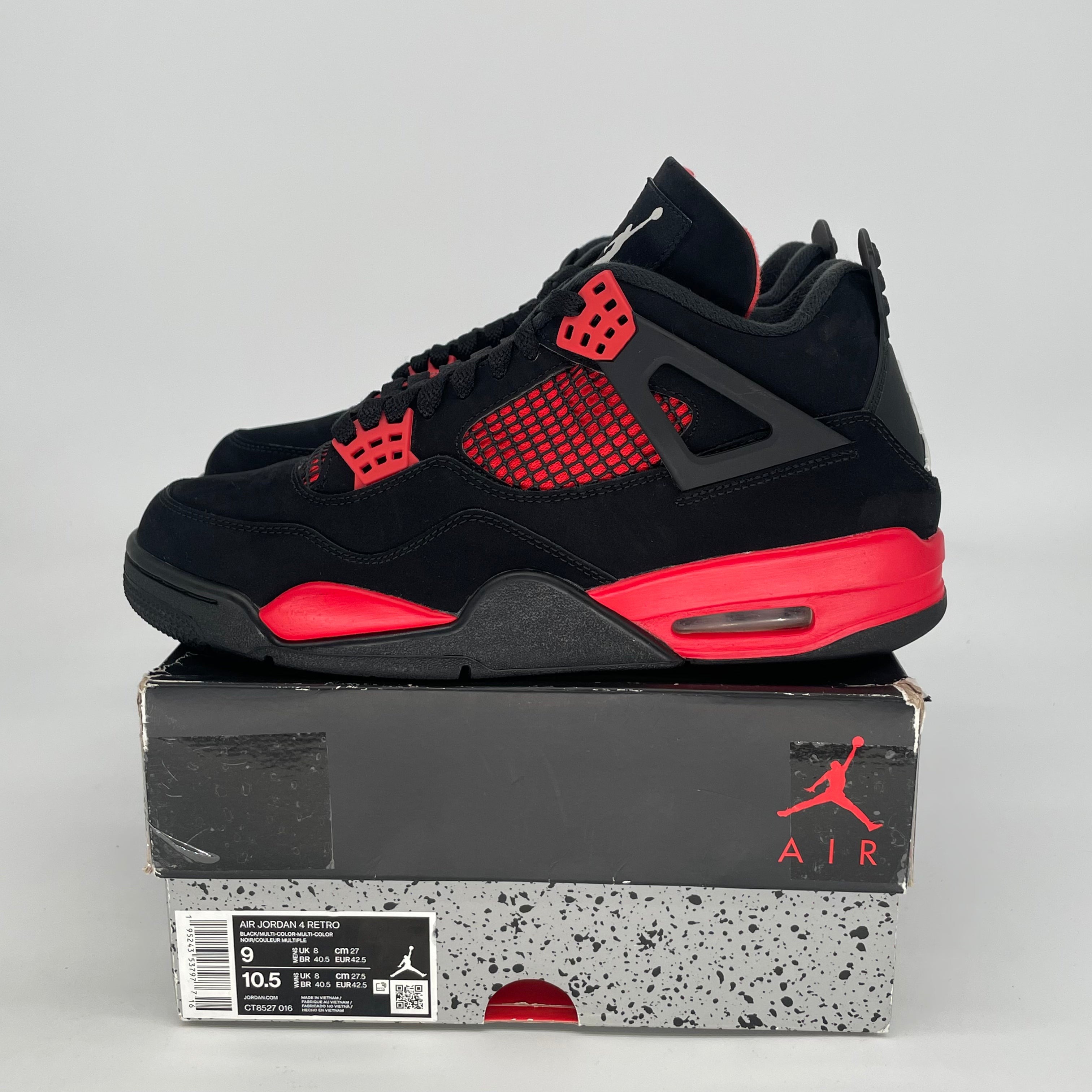 AIR JORDAN 4 RED THUNDER CT8527-016 SIZE 9/10.5W