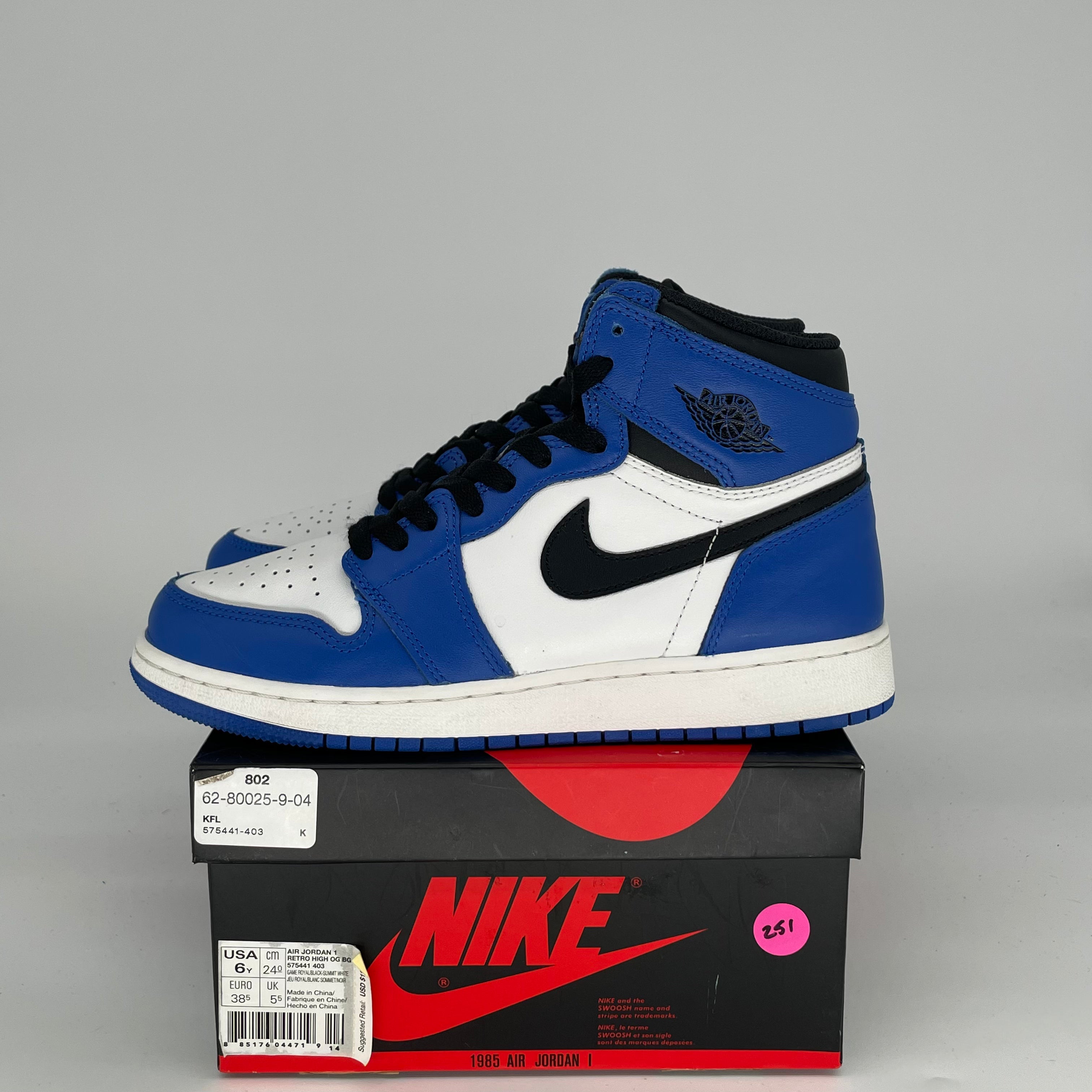 AIR JORDAN 1 GAME ROYAL SIZE 6/7.5w 575441-403