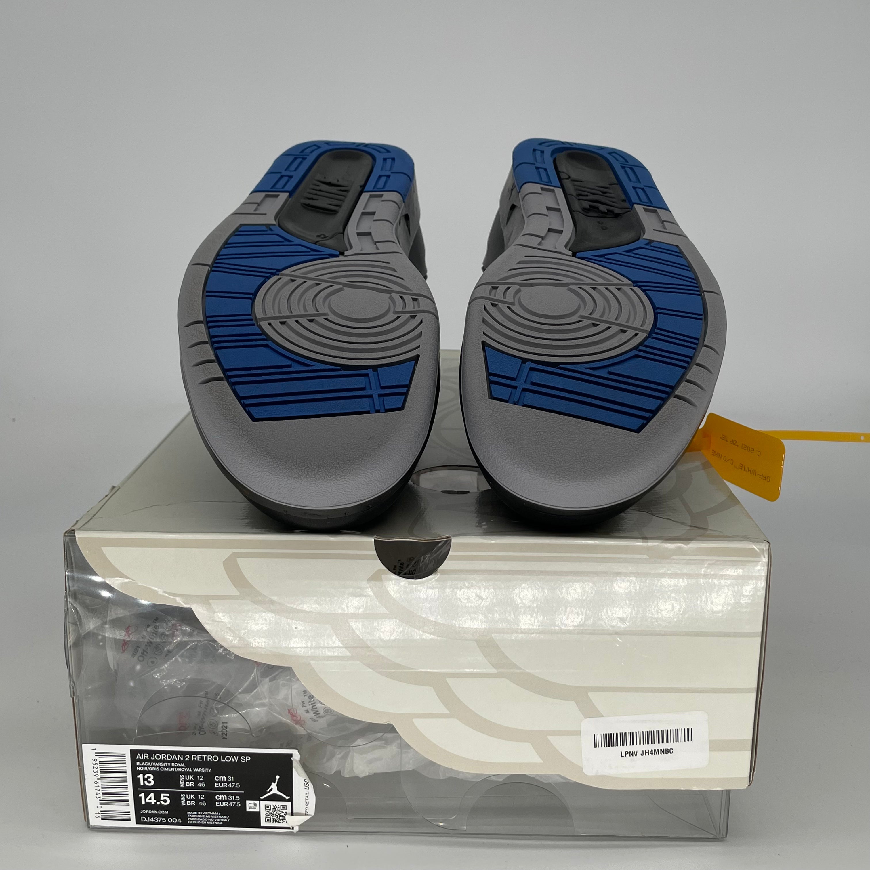 OFF WHITE X AIR JORDAN 2 LOW BLACK BLUE SIZE 13 DJ4375-004