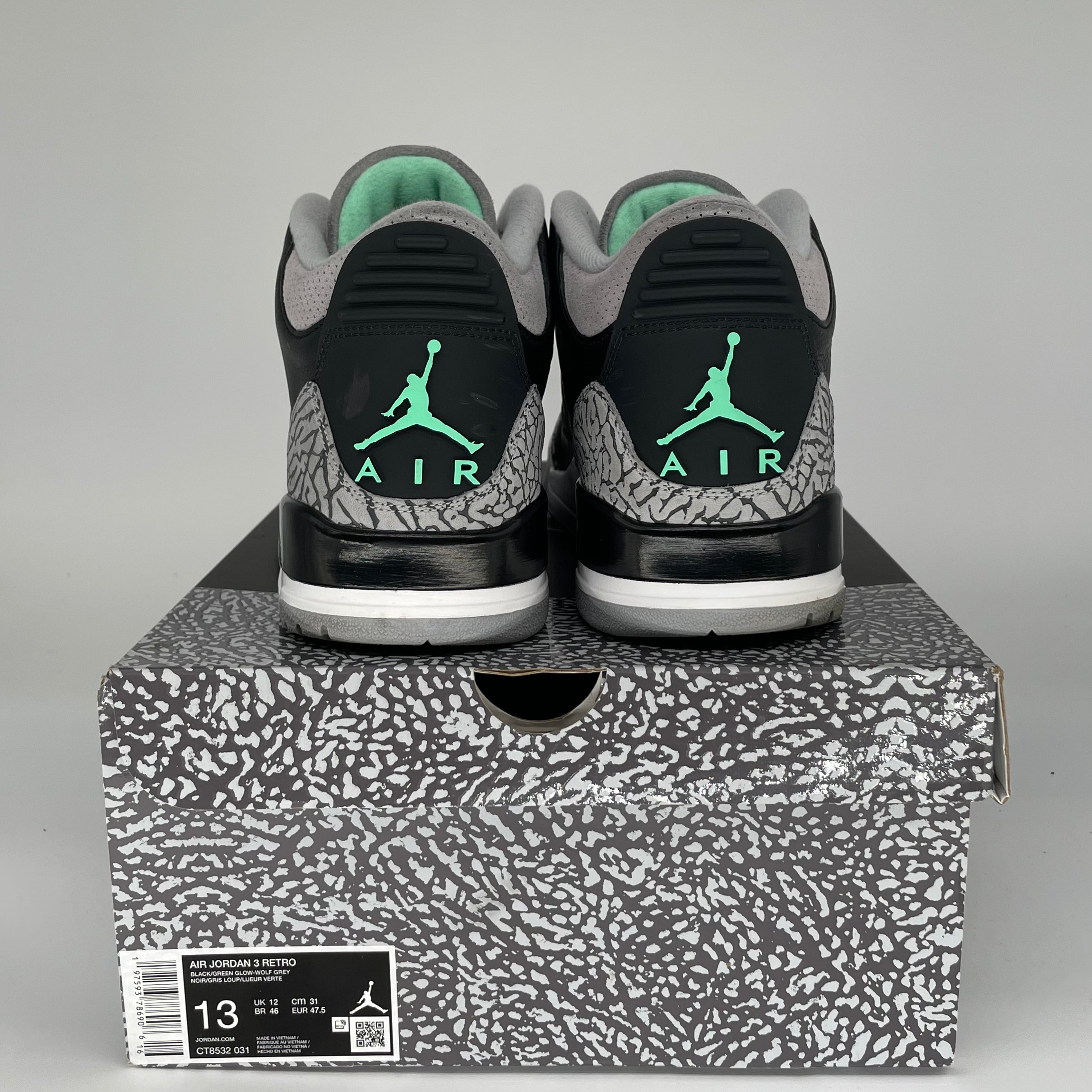 AIR JORDAN 3 GREEN GLOW SIZE 13 CT8532-031