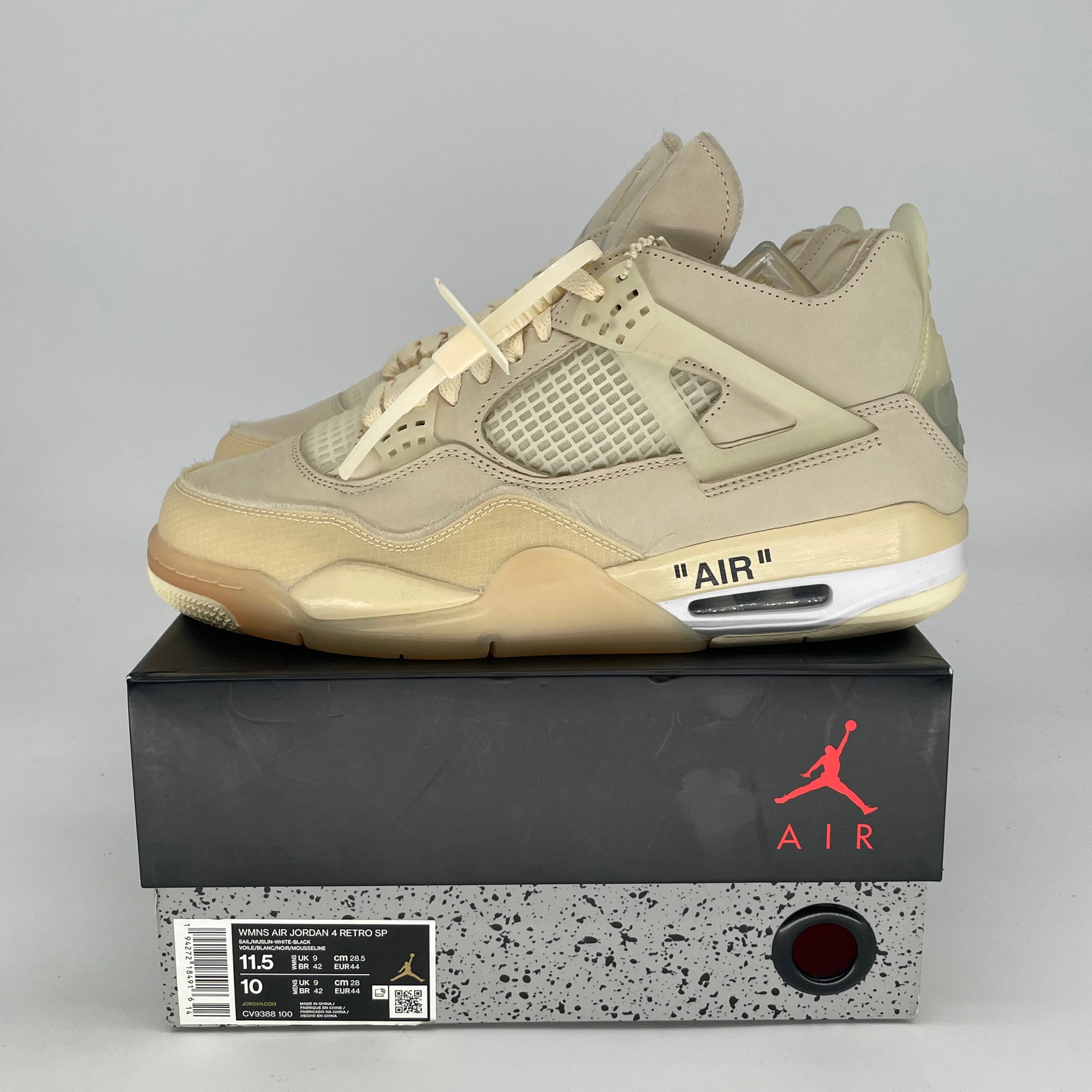 OFF WHITE X AIR JORDAN 4 SAIL W CV9388-100 SIZE 10/11.5W
