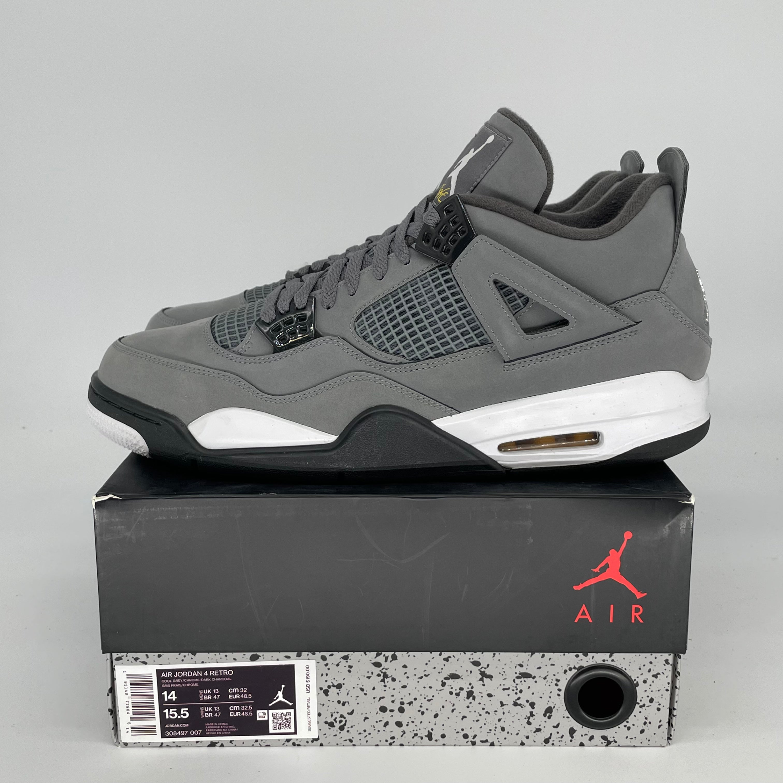 AIR JORDAN 4 COOL GREY SIZE 14 308497-007