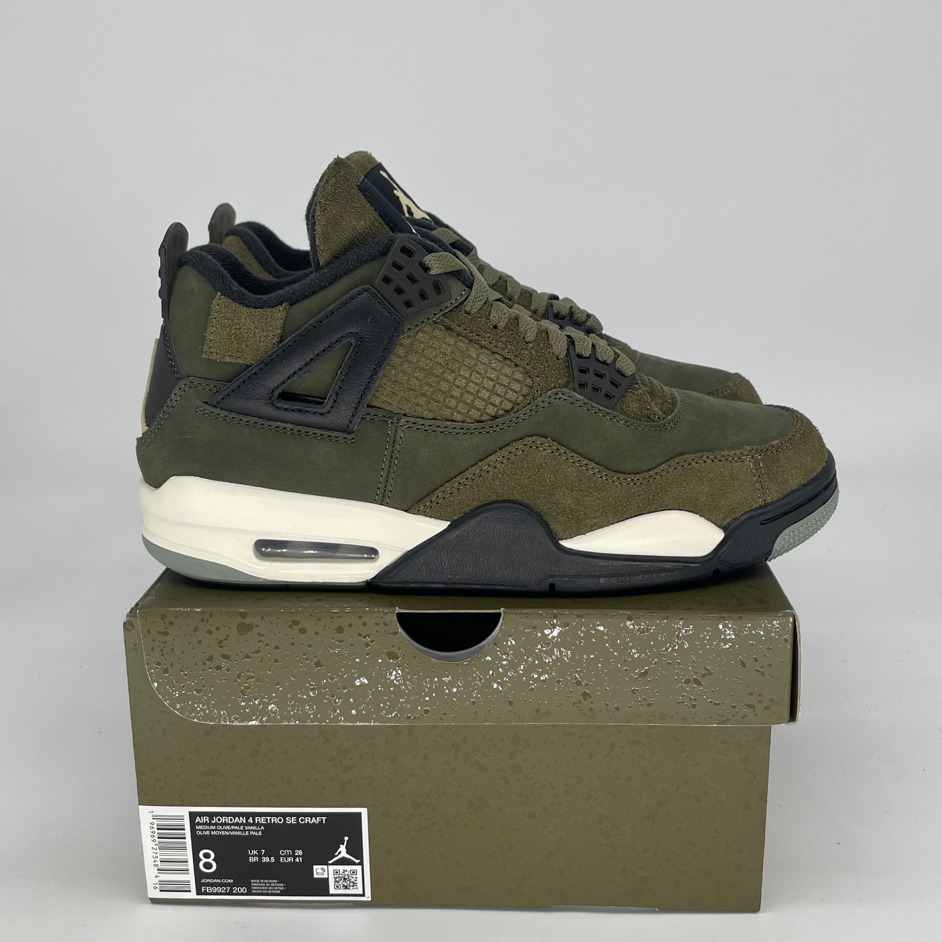 AIR JORDAN 4 CRAFT MEDIUM OLIVE FB9927-200 SIZE 8/9.5W