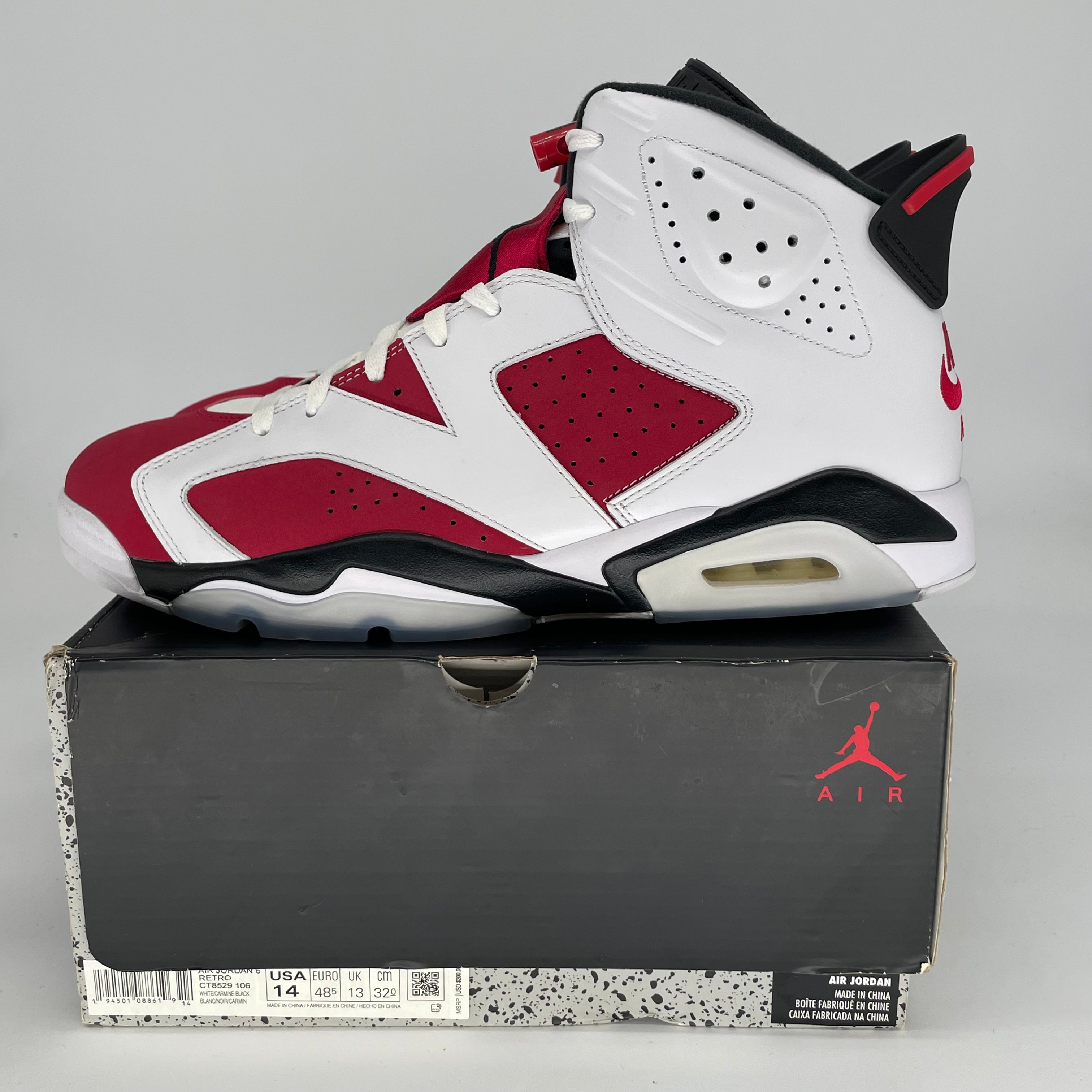 AIR JORDAN 6 CARMINE SIZE 14 CT8529-106