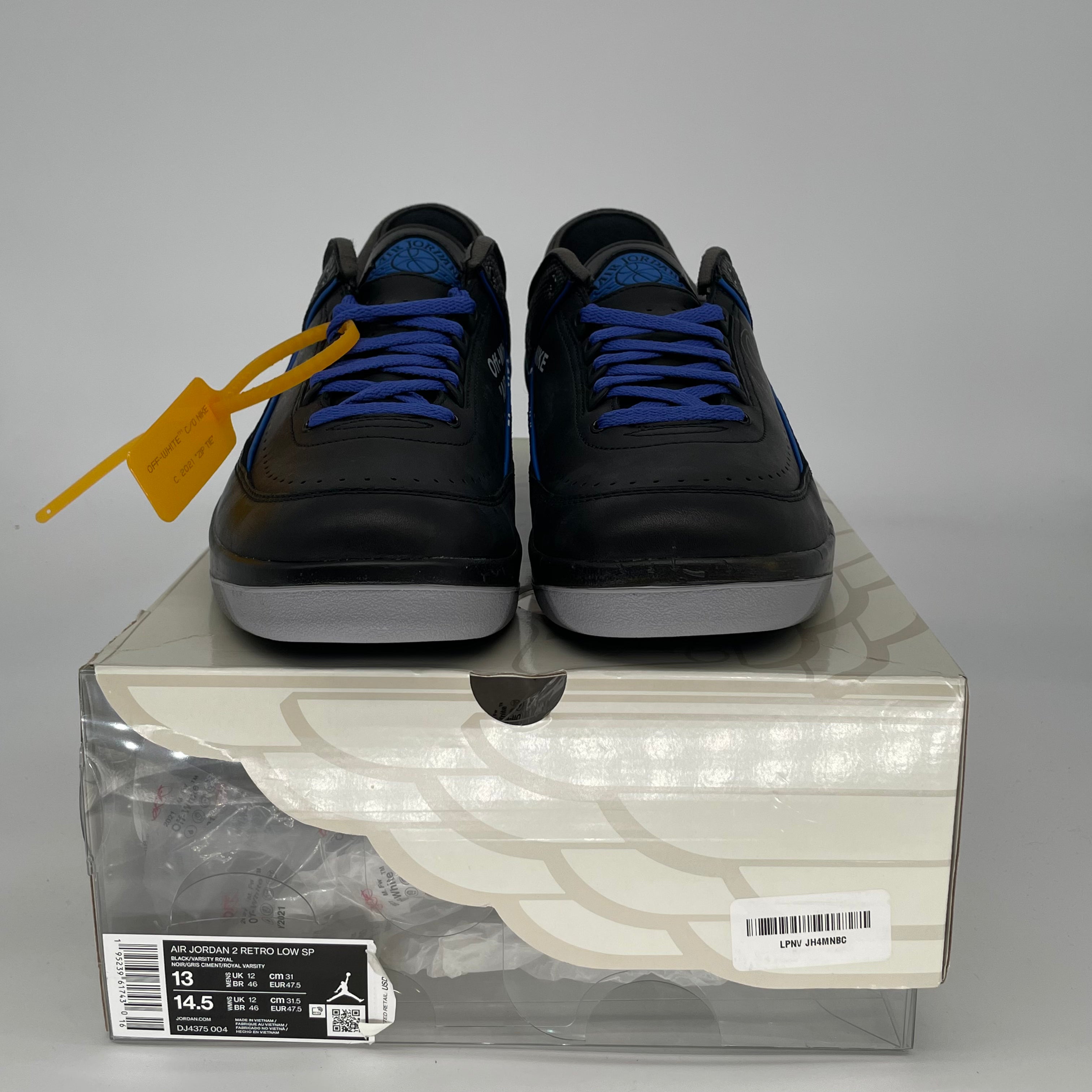 OFF WHITE X AIR JORDAN 2 LOW BLACK BLUE SIZE 13 DJ4375-004